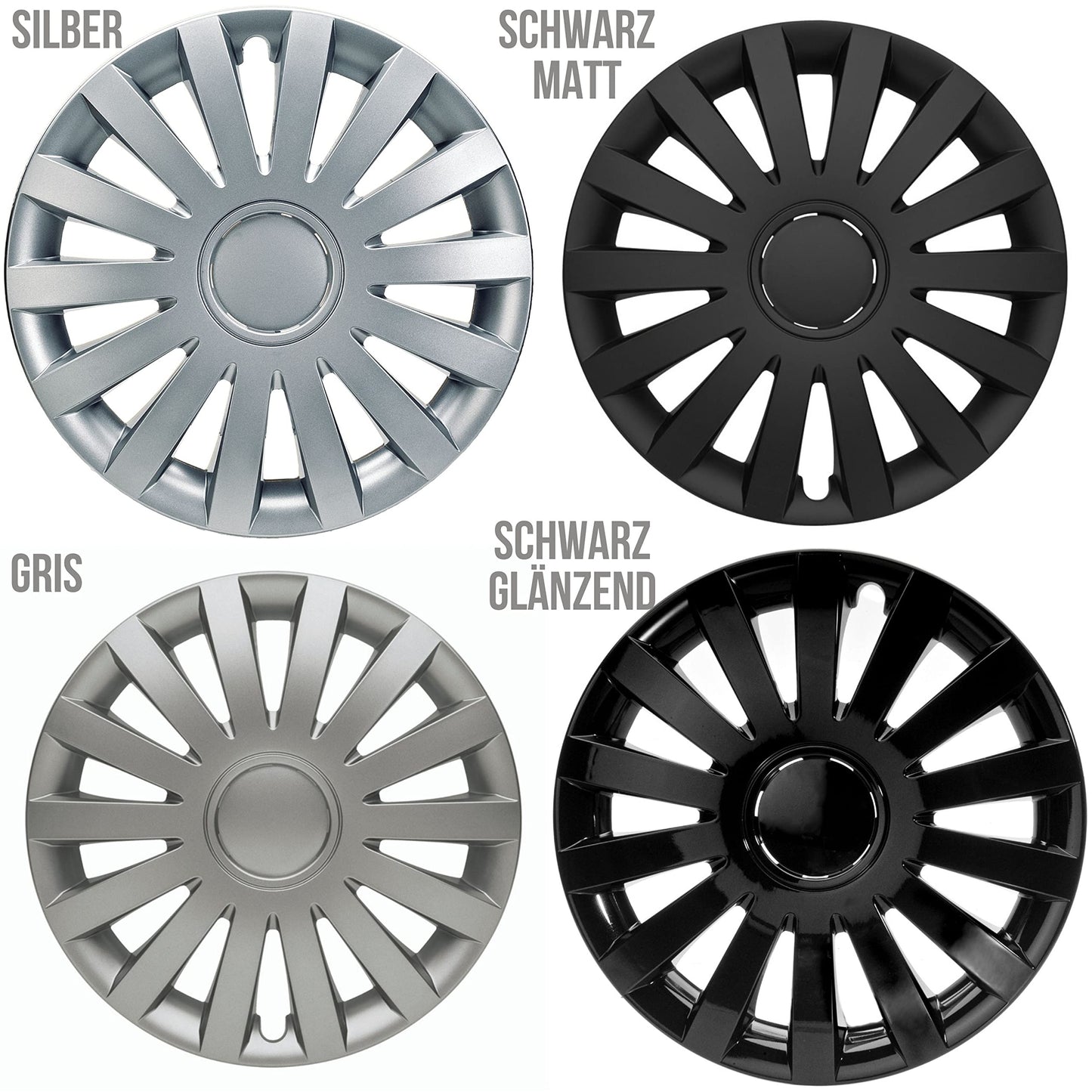 Albrecht 13 inch wheel covers in black for steel rims - Wind hubcaps made of high-quality plastic - Durable wheel covers in original Albrecht packaging - Made in EU