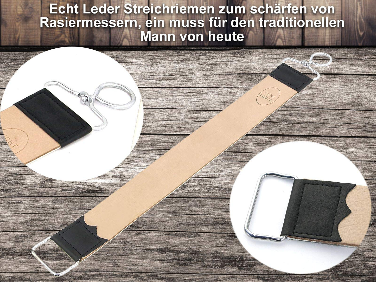Gift shaving set, straight razor set with leather strop and paste from Solingen.