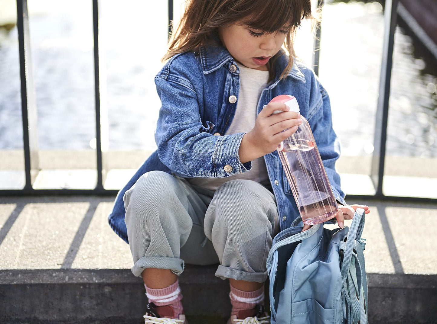 Mepal Little Dutch Pop-up Campus water bottle - Personalized kids' bottle with name - Leak-proof for school - BPA-free & dishwasher safe - 400 ml - Flowers & Butterflies