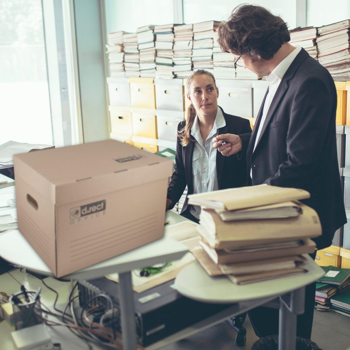 D.RECT 6 piece archive box 2100 storage box 431x333x294mm foldable lid box archive tray document box brown