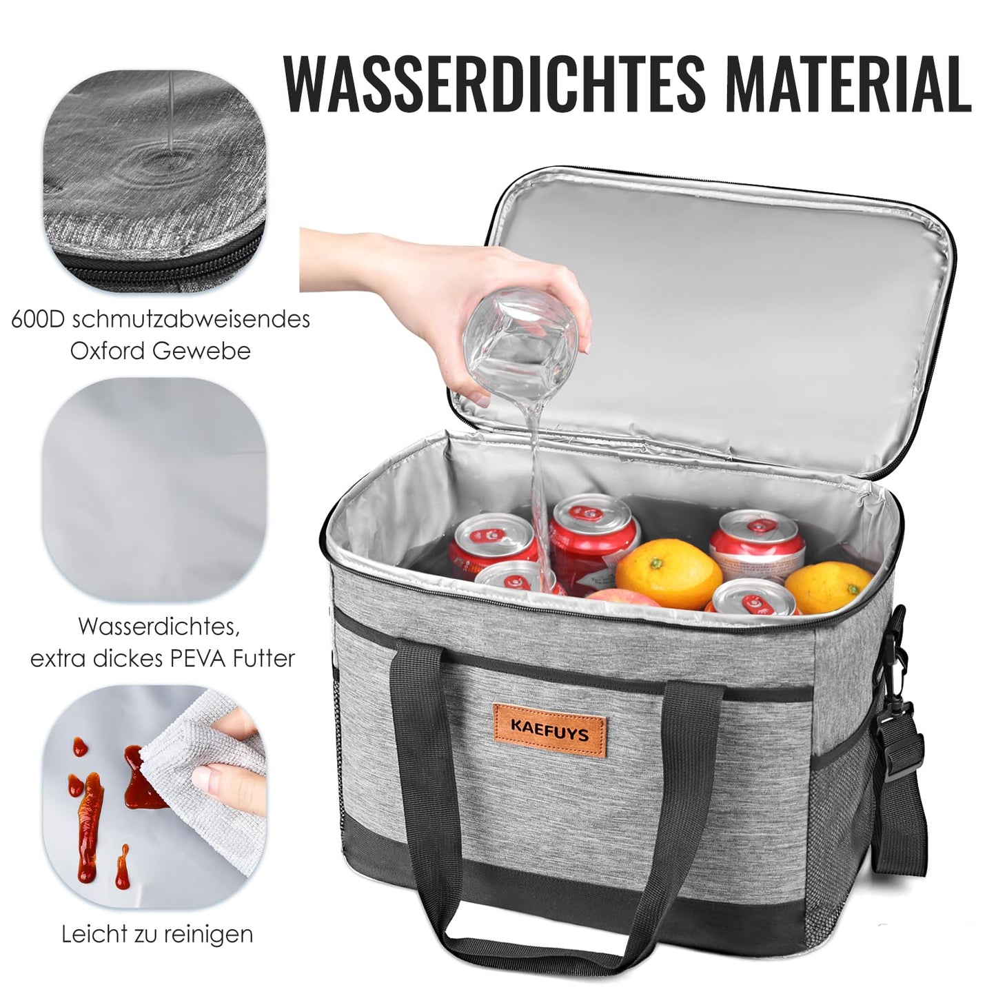 KAEFUYS Cooler Bag 30L+14h Cooling Thermal Insulated Portable Foldable Waterproof Large Picnic Bag for Shopping Car Office Camping Outdoor Travel Food Transport Provisions Family BBQ