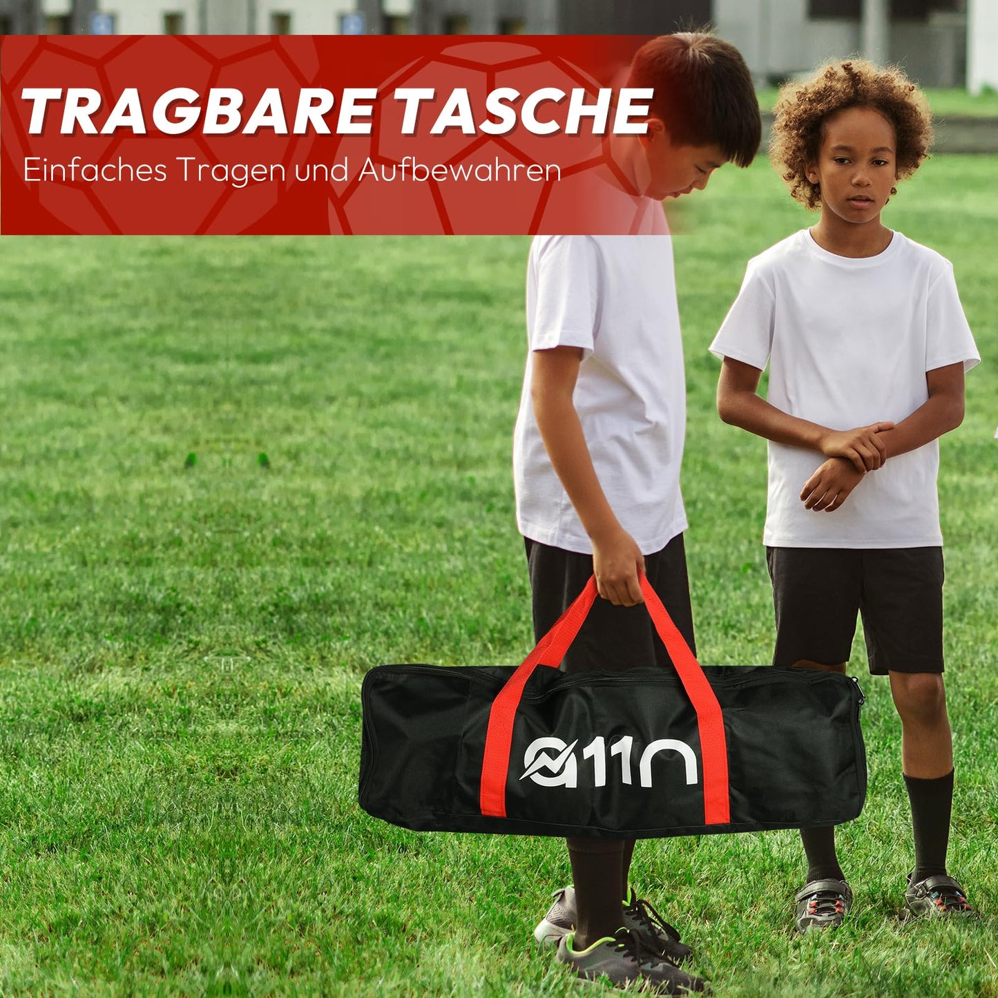 A11N 2-in-1 Football Training Tool - 2.1m x 1.5m portable football rebounder, double-sided for team or solo football training.