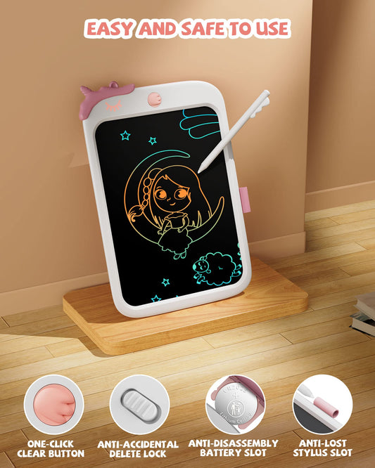 10-inch writing tablet for kids, unicorn toy gifts for girls, toddler kids learning/travel toys, birthday present for 3+ year old girls boys