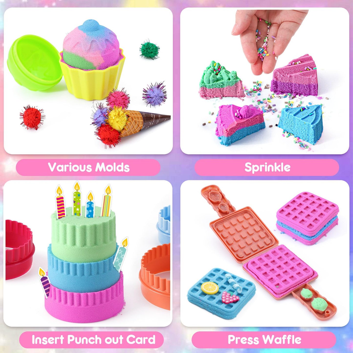 Toyssa Ice Cream Parlor Play Sand Sand Toys Ice Magic Sand Kit with 900g Kinetic Sand Cake Mold Play Money Ice Cream Toy for Kids, Play Sand Set Magic Sand Gift for Kids Girls 3 4 5 6 7 8 Years