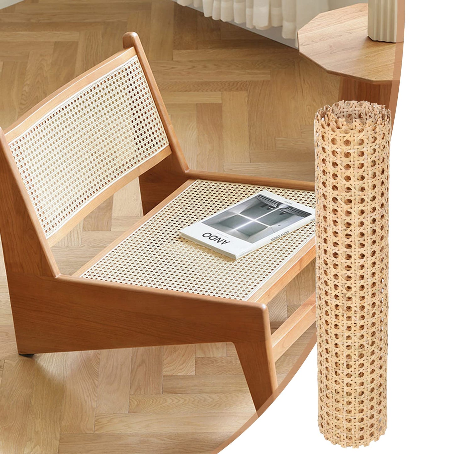 Viennese cane, mildew-resistant rattan strapping plastic rattan weave, waterproof handmade rattan craft furniture decoration, DIY hexagonal weave chair cane, cane webbing (40CM, 150CM)