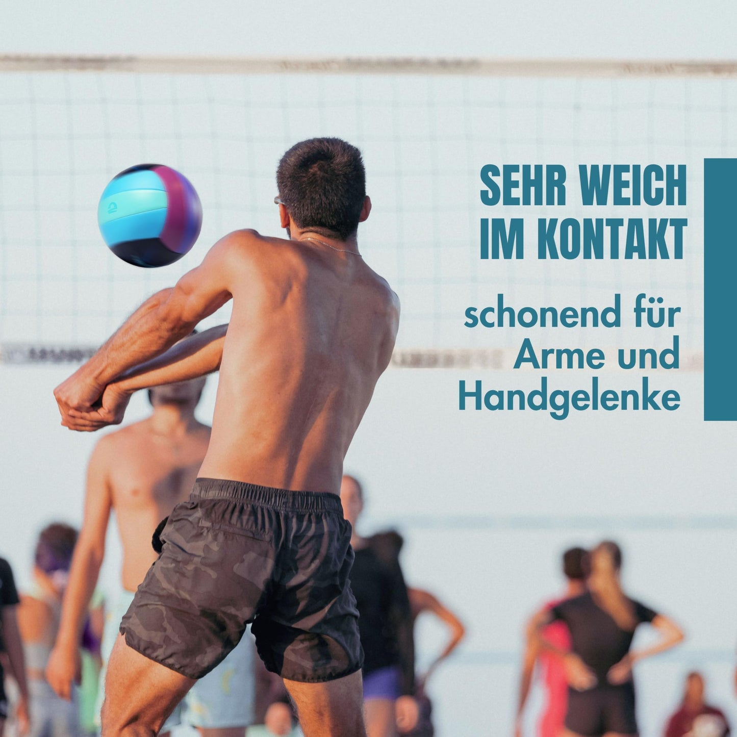 Momevo Sunsetter Beach volleyball, DVV certified, official size 5, soft PU surface - for outdoor beach sports gift (Palm Purple, without ball pump)