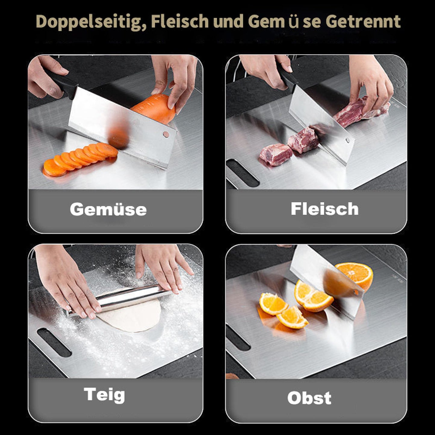 1 piece Cutting Board, Titanium cutting board, Stainless Steel Cutting Board, Cutting Board, Large, Medium, and Small, Chopping Board, Kitchen Board, Easy to clean (L- 46 * 30CM)