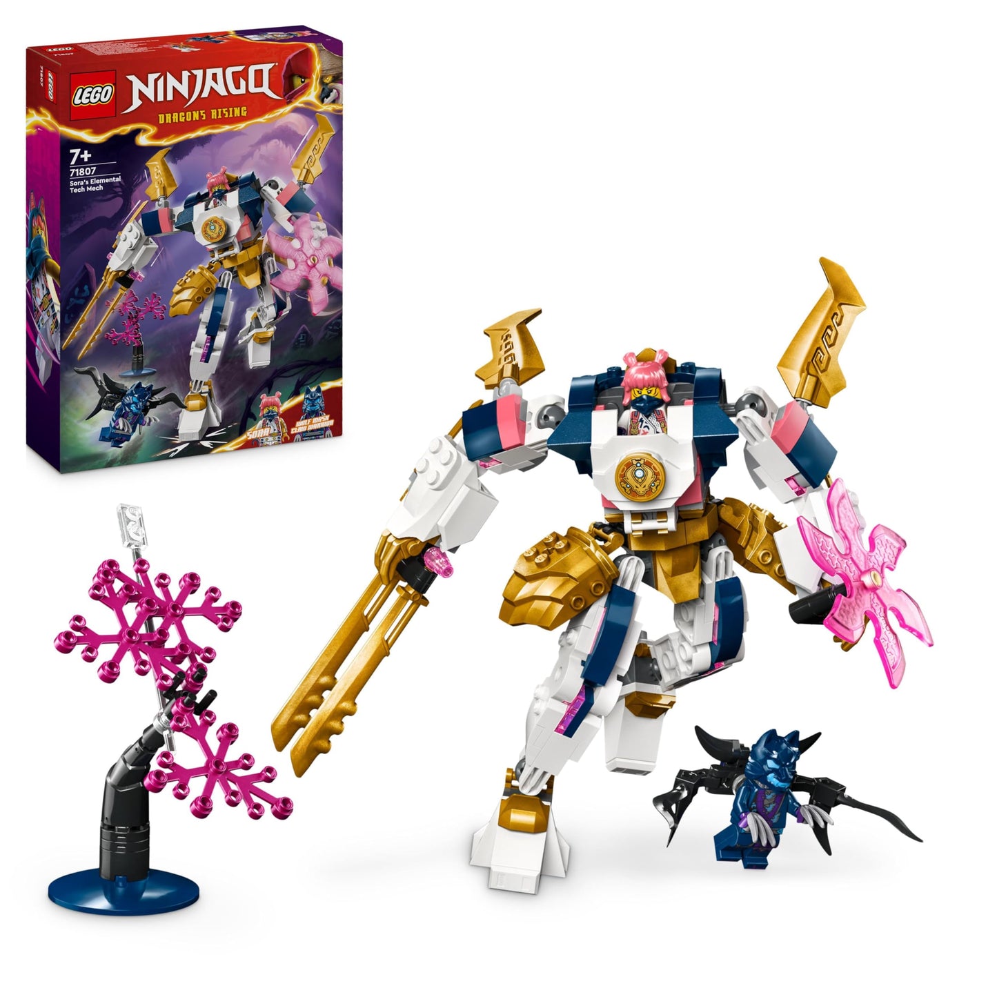 LEGO NINJAGO Sora's Techno Mech, action figure toy for kids & NINJAGO Arin's Dragon Glider, ninja set with dragon toy