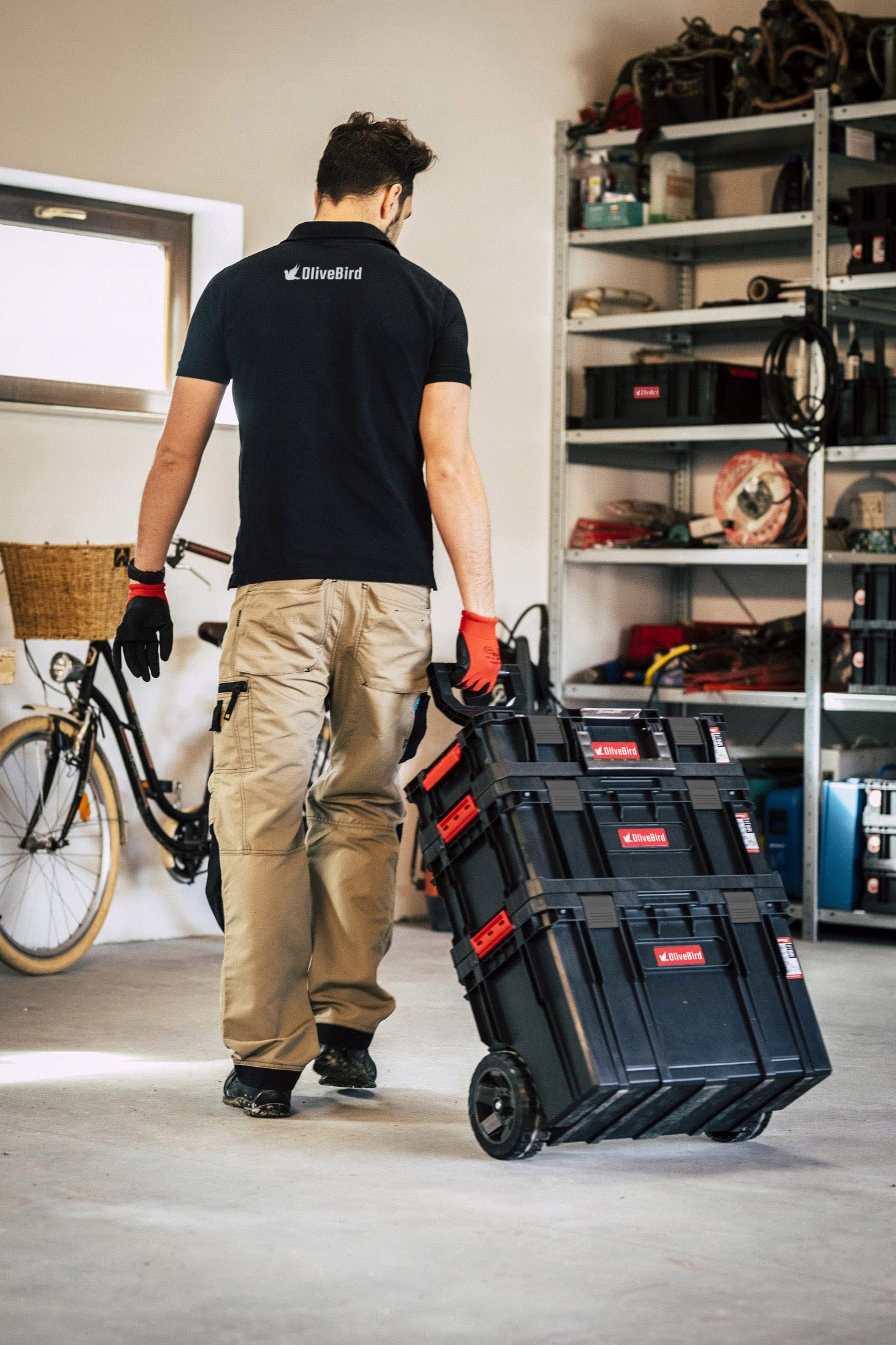 OliveBird 6 in 1 XL workshop trolley, mobile toolbox, plastic drawer set, tool case on wheels.