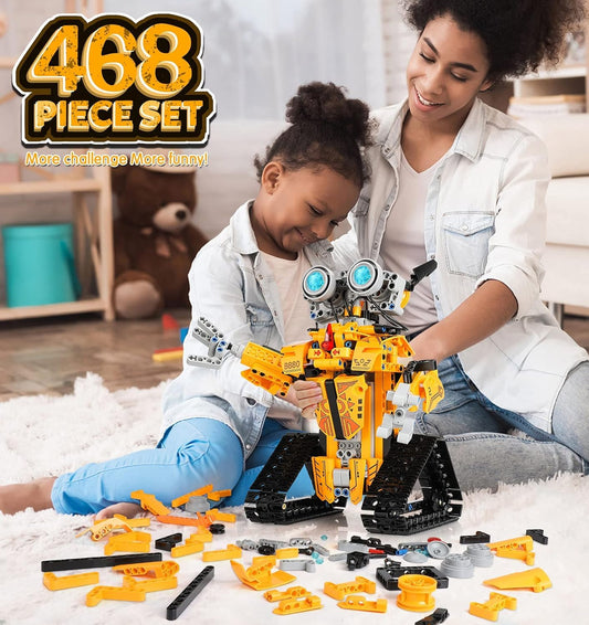 Sillbird Technology Robot Kids Building Toy, Programmable Robot Kit, Remote Control Robot with Light and Sound, 360° Rotation, STEM Building Toy Boys Gift for 8-12 Year Old Boys.