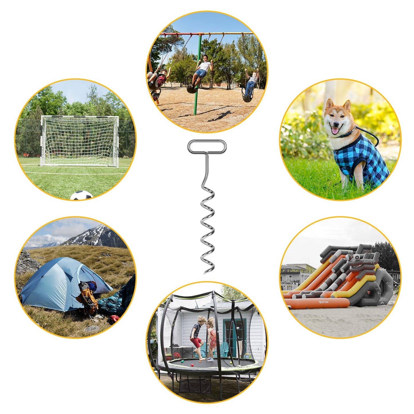 Ground anchors for trampoline, 8 pcs ground anchors with adjustable strap for trampoline, swing, gazebo.