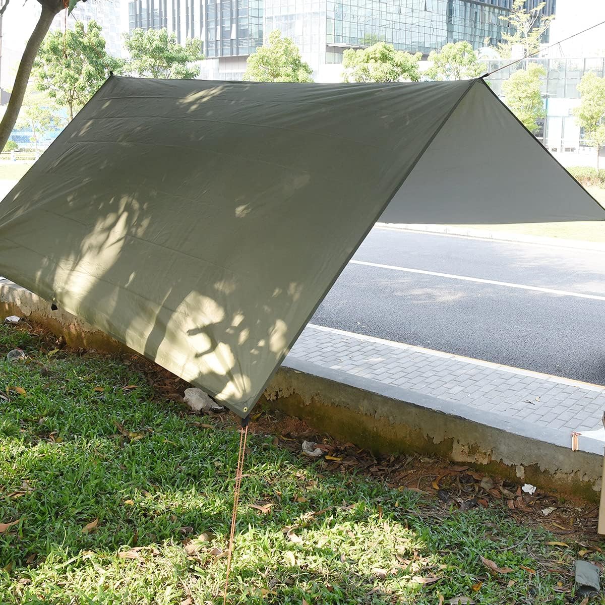 Tarp, hammock tarp for outdoor camping, 3m x 3m waterproof tarp with eyelets + 6 stakes + 6 ropes, rain protection sun shade hammock tent groundsheet.
