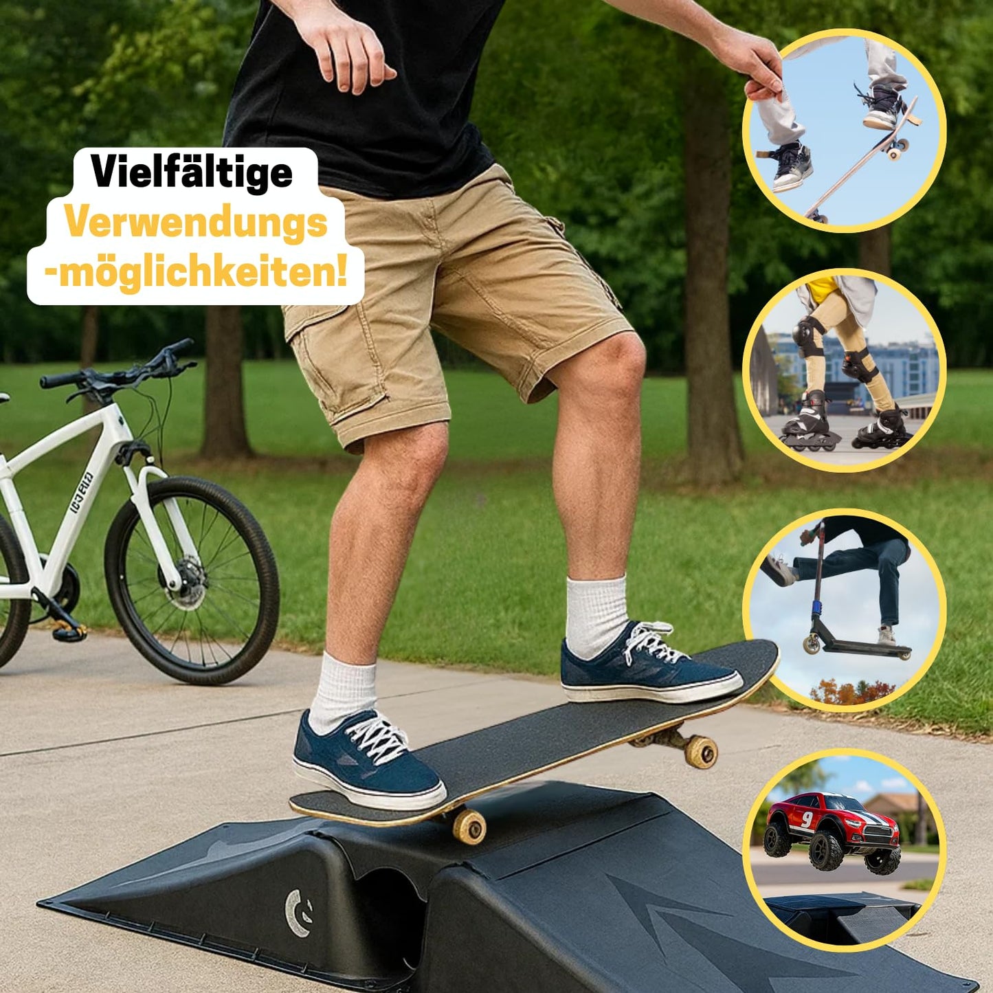 BEST SPORTING Skateboard/BMX/Skater & RC Cars Ramp Set I 3-piece Skater ramp I stable skateboard ramp I high-quality scooter ramp