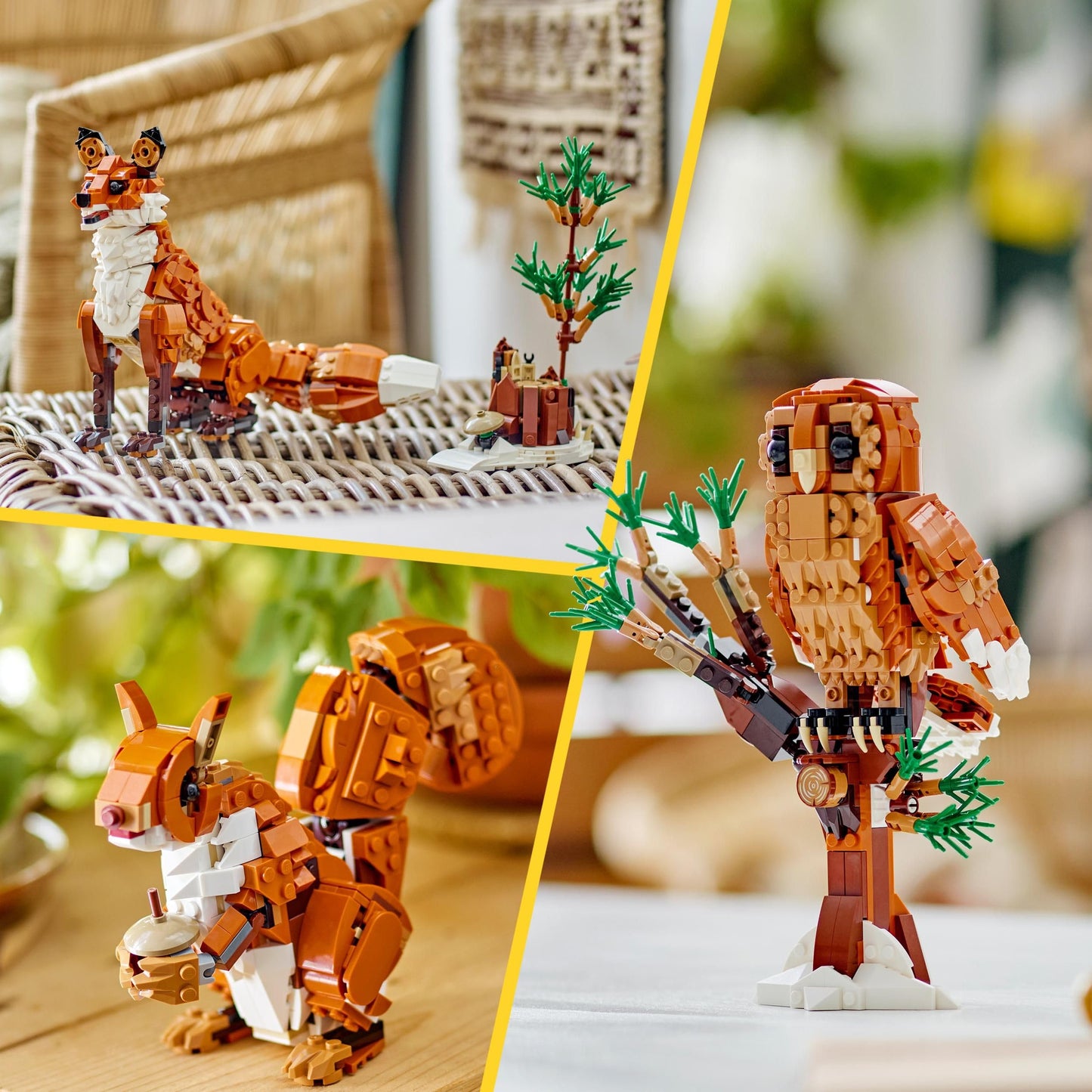 LEGO Creator Forest Animals: Red Fox, animal set with fox, owl, and squirrel toy, forest animal figures for playing and displaying, creative gift for boys and girls ages 9 and up 31154