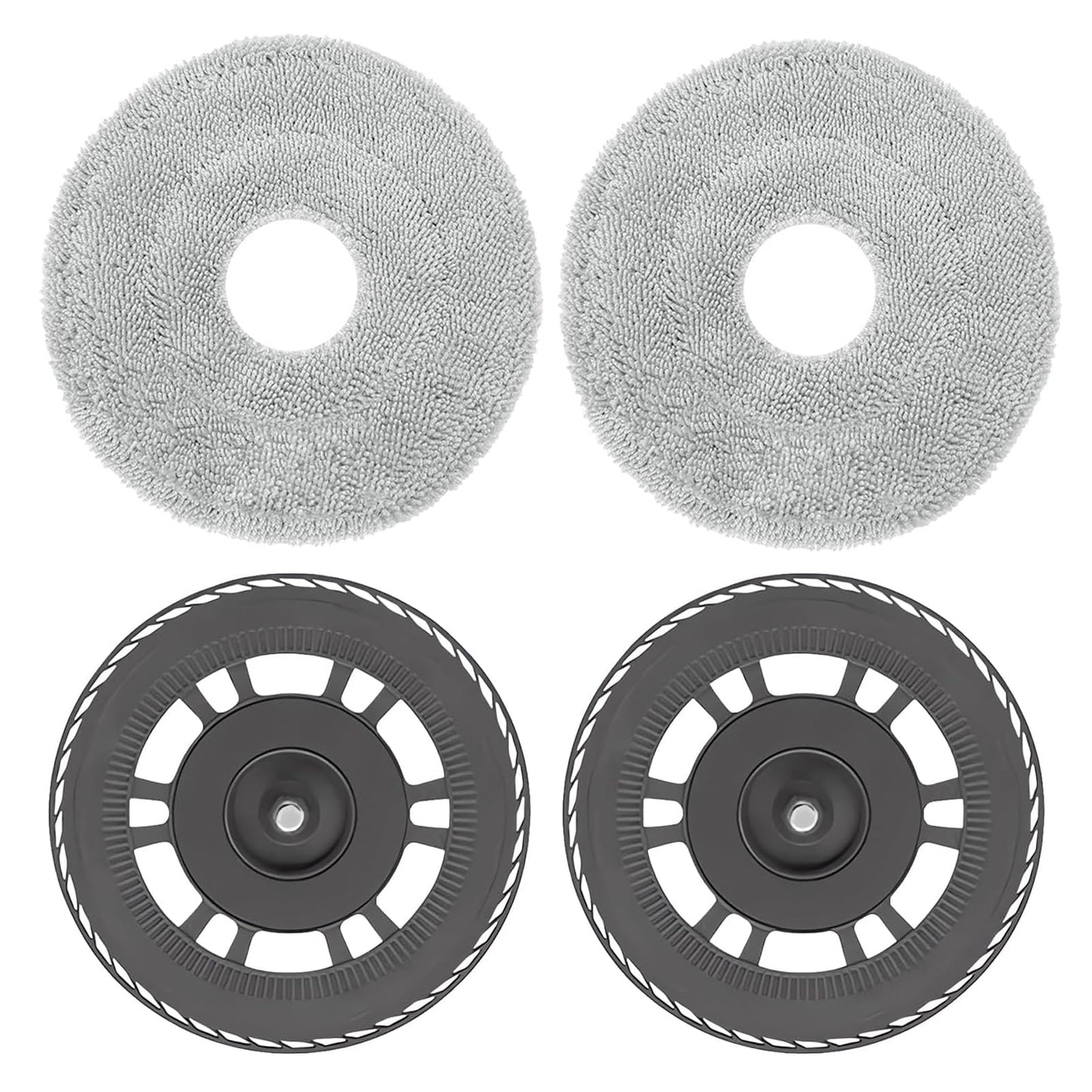 Mop pads with plates replacement parts for Dreame L10S Pro Ultra Heat / L10S Ultra Gen 2 / L20 Ultra / L40 Ultra / X40 Ultra / X40 Master / X30 Ultra / Mova E30 Ultra robot vacuum (2+2 pieces)