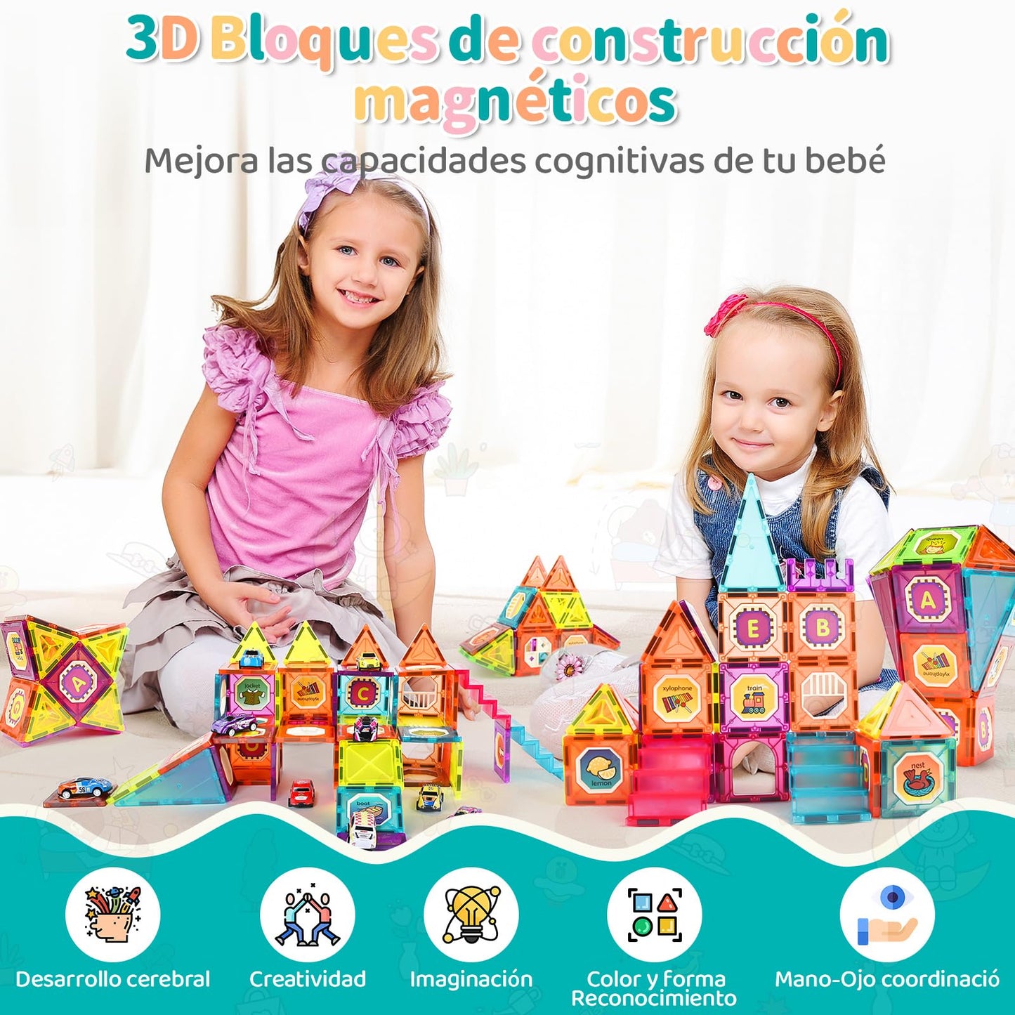 Gavgroom 120-piece Magnetic Building Blocks, Magnetic Toy Magnets Kids Magnetic Blocks STEM Learning Toy Kids Magnet Toy Gift for Boys Girls Building Blocks Children's Toy