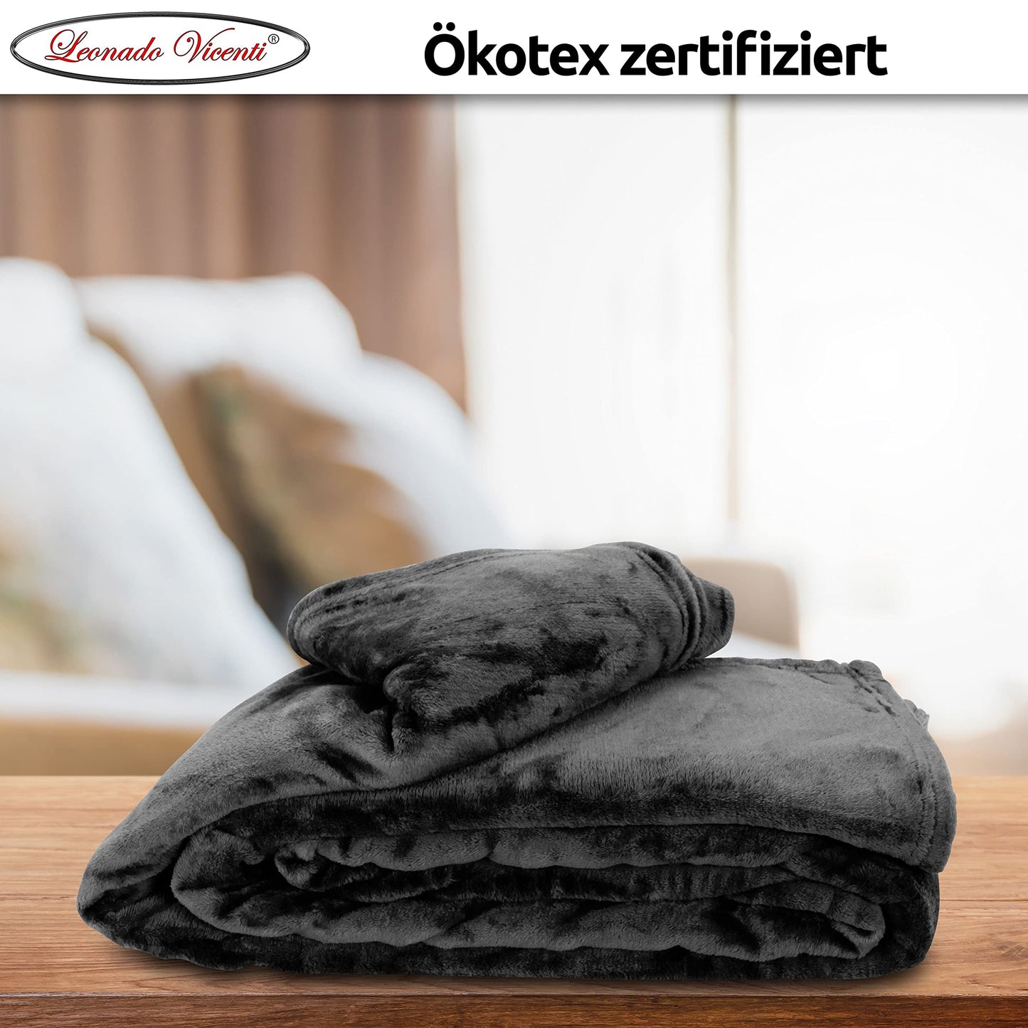 Leonado Vicenti Flannel Blanket - Soft Fleece Throw - Warm Wool Blanket - Living Room Blanket - Couch Throw - Solid Colors - THREE Sizes - Nine Colors - Extra Soft - Oeko-TEX Certified - Easy Care.