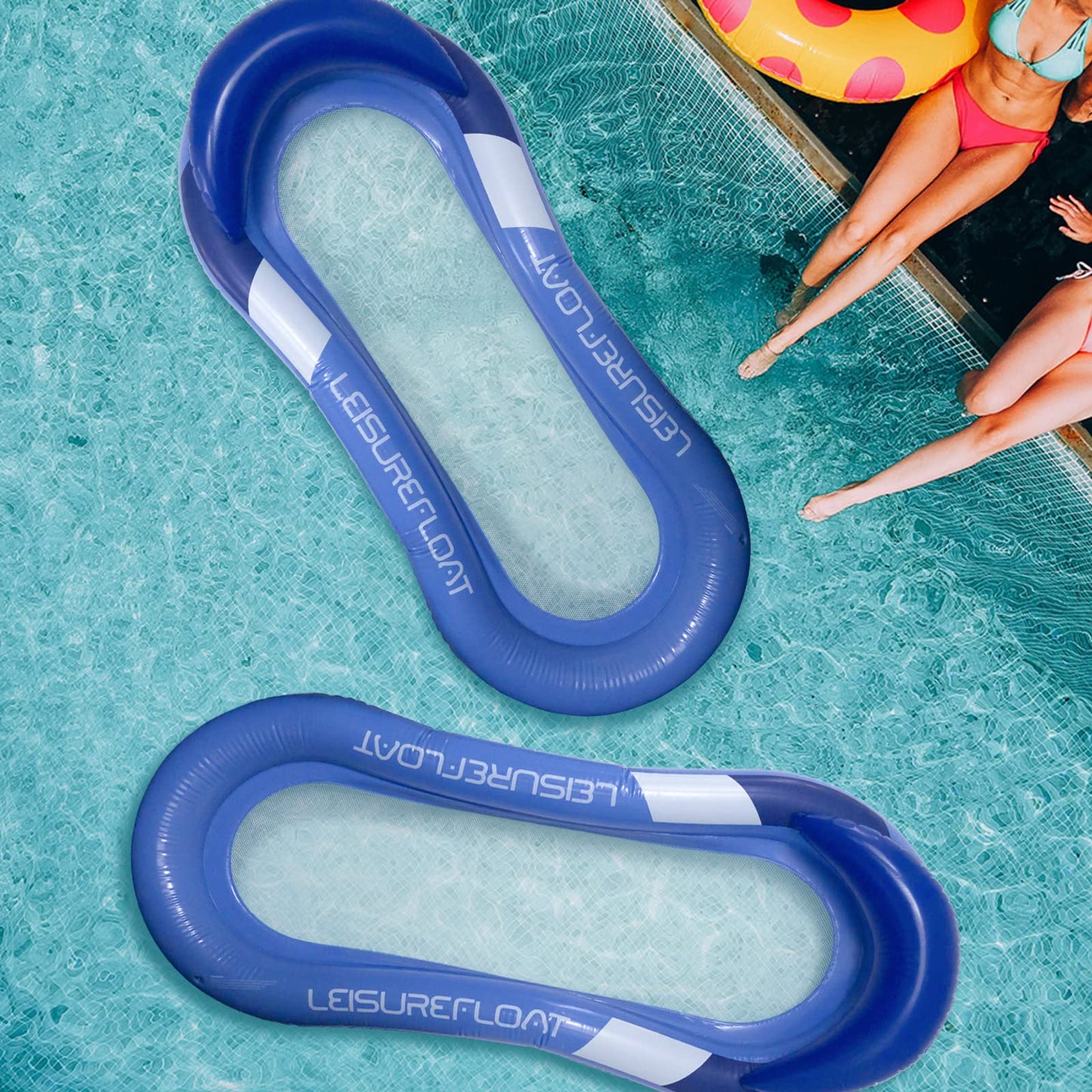 Pool Hammock with Mesh, Adult Pool Float, Water Hammock Float with Net, Pool Water Hammock Lounger Swim Ring Floating Bed (160 x 84cm)