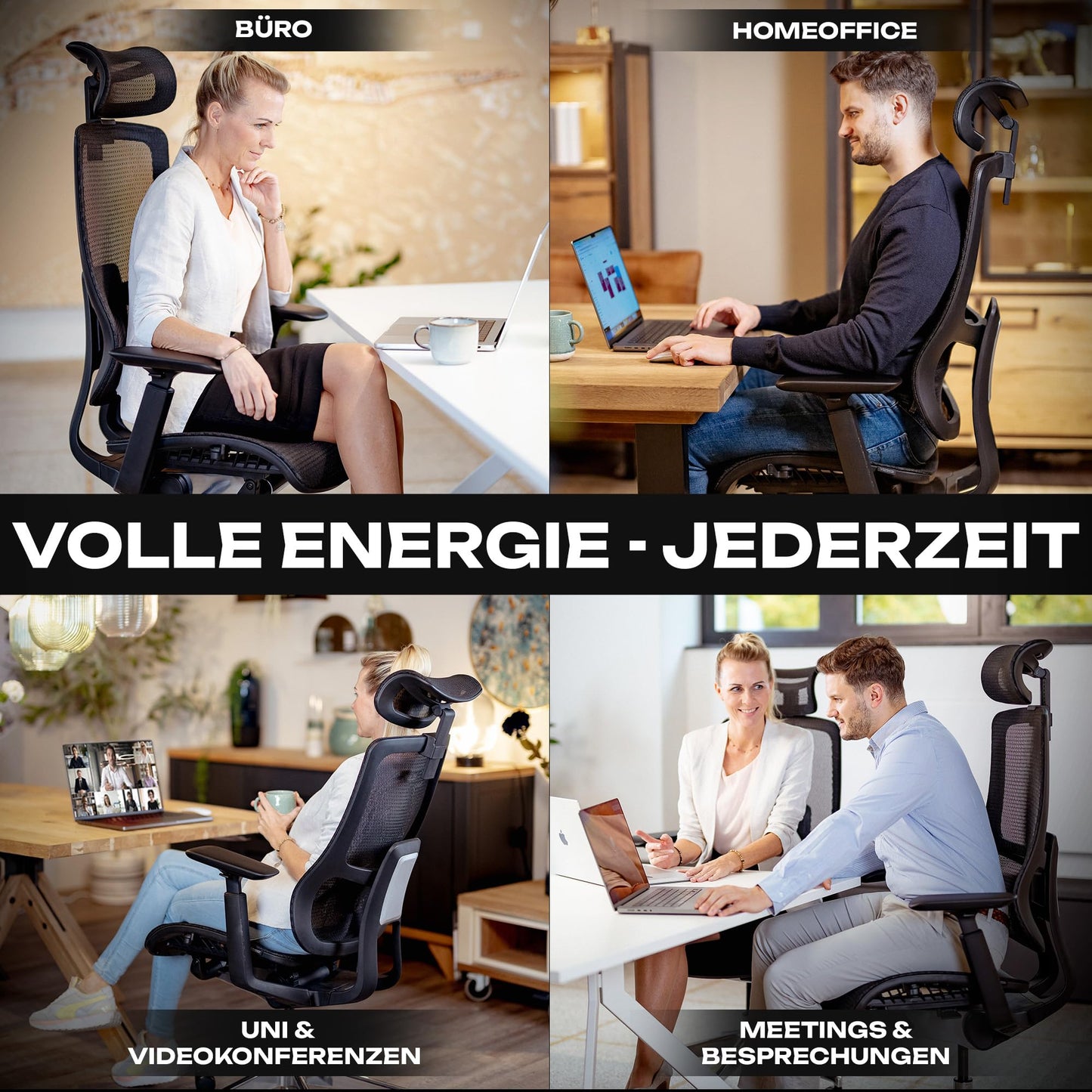 VALKENSTOL M6 office chair Ergonomic award winner | Large people desk chair | Mesh seat office chair with adaptive lumbar support and adjustable backrest for healthy sitting Executive chair