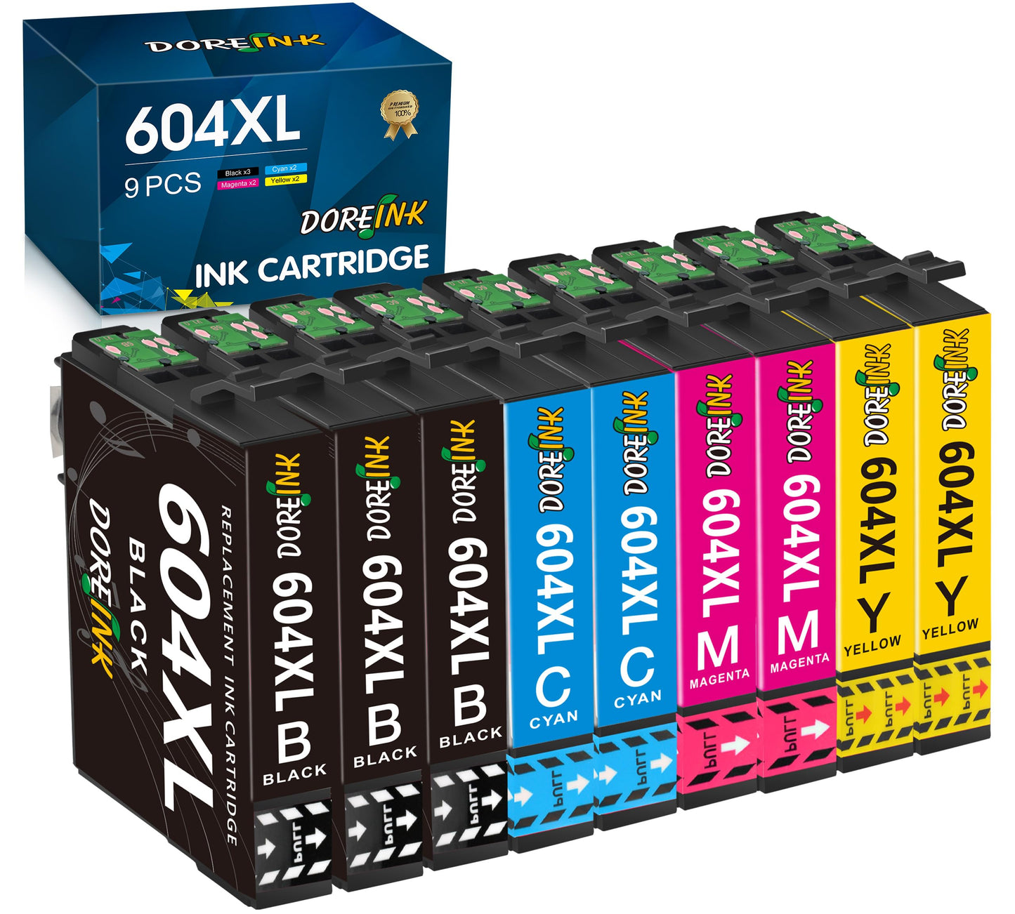 604XL printer cartridges Compatible 604XL cartridges for Epson 604 Multipack for Expression Home XP-3200 XP-4200 XP-2205 XP-3205 XP-4205 XP-2200 Workforce WF-2910 WF-2930 WF-2935 2950 (9-pack)