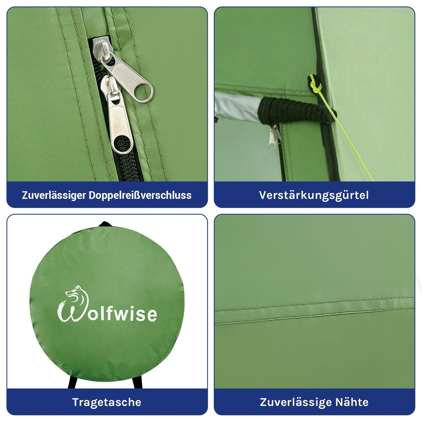WolfWise Pop-Up Shower Tent UV Protection, Toilet Tent, Changing Room, Portable Camping Shower Cabin Toilet Tent Mobile Changing Room Outdoor Toilet Tent, Spacious Private Tent Camping Tent for Hiking Beach Green