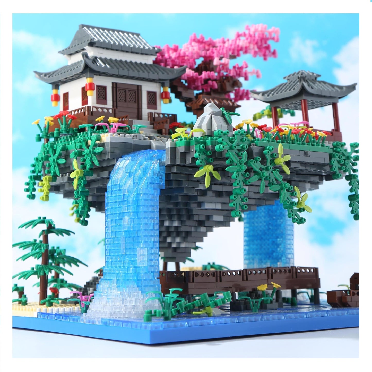 Yushinv Sakura Treehouse Building Blocks Kit with Gift Box 3320 pieces, Original Music Cherry Blossom Bonsai Building Set Type: Symphony, Japan Sakura Treehouse Lights Building Set, Bonsai Tree Cherry Blossom Building Blocks