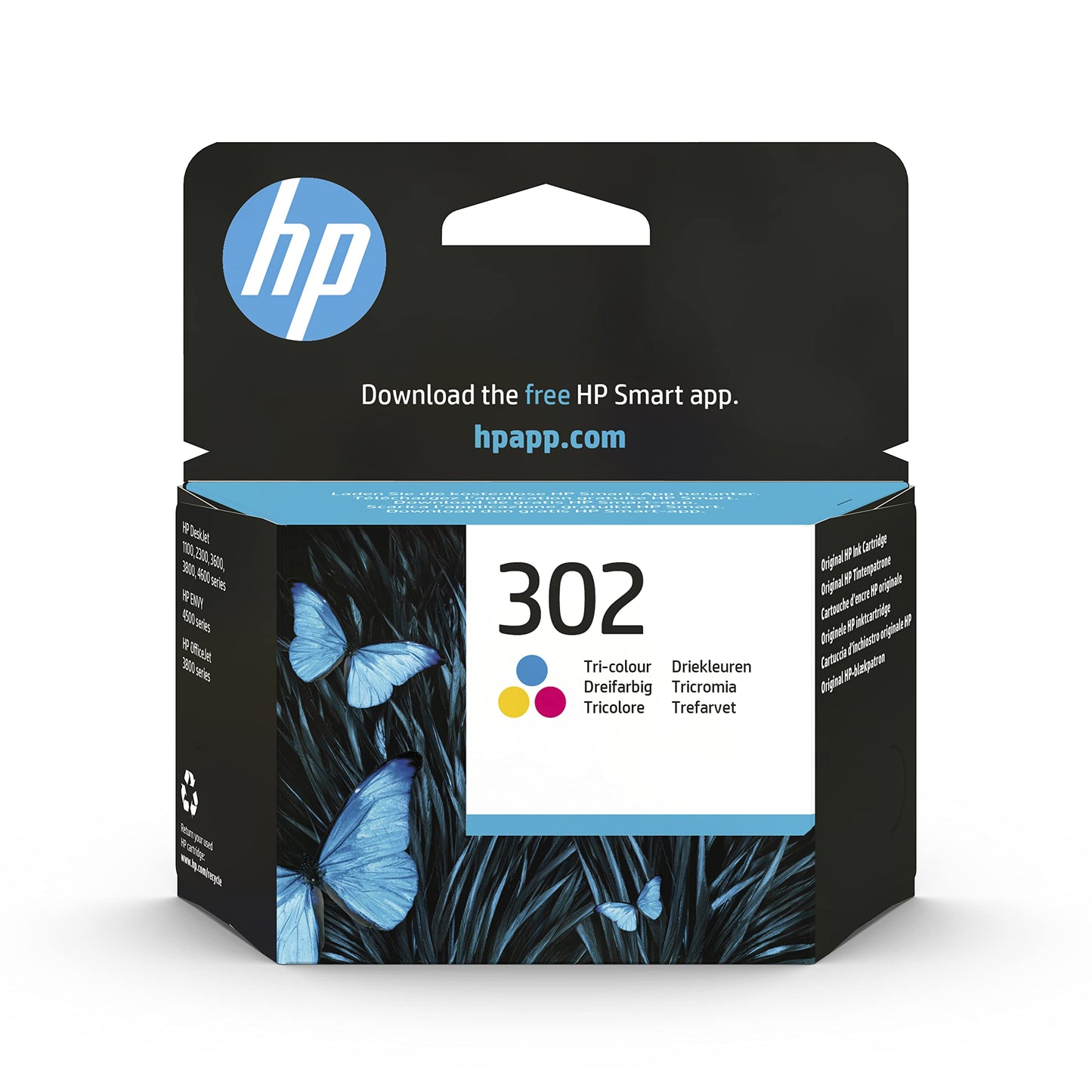 HP 302 Color Original Ink Cartridge (for HP Deskjet 1110, 2130, 3630; HP OfficeJet 3830, 4650, 5230; HP ENVY 4520)