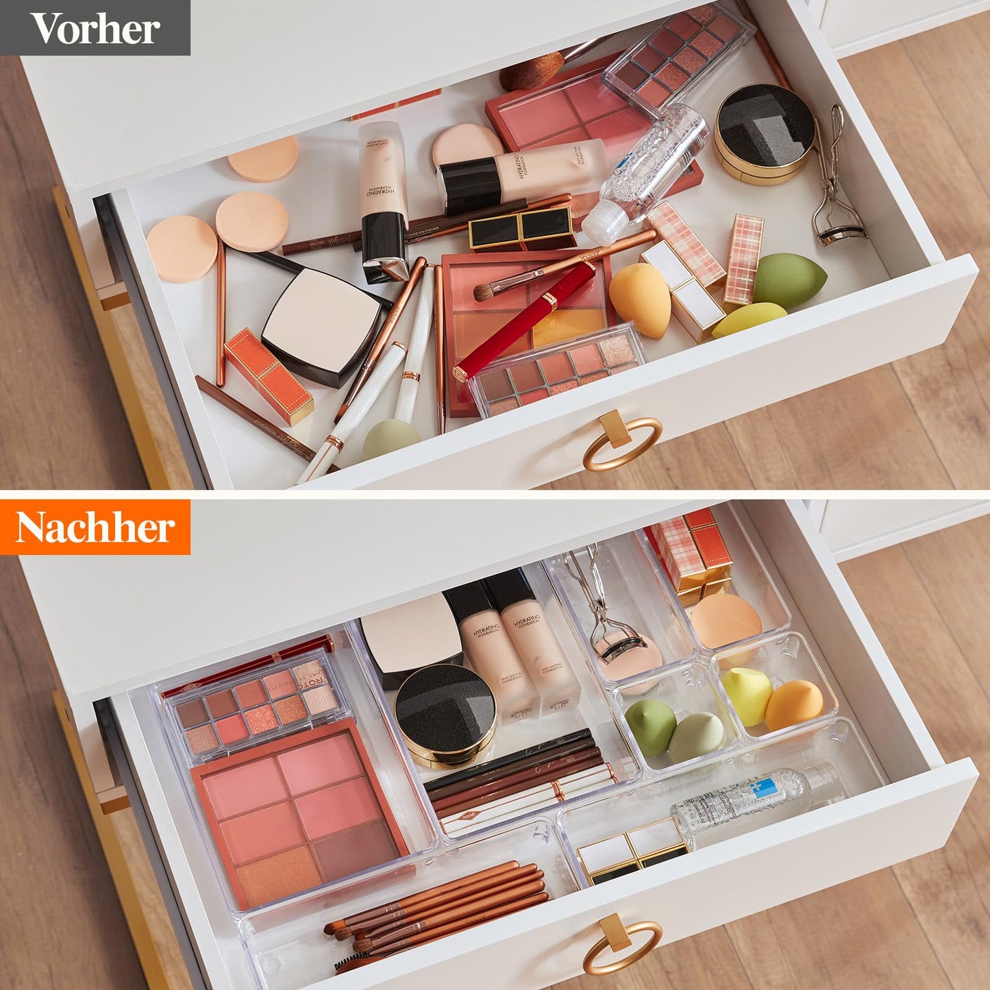 Lifewit 37-Piece Clear Plastic Drawer Organizer, Desk Drawer Dividers, Trays, Dresser Storage Bins Separator Box for Makeup, Jewelry, and Gadgets, Bedroom, Bathroom, Office.