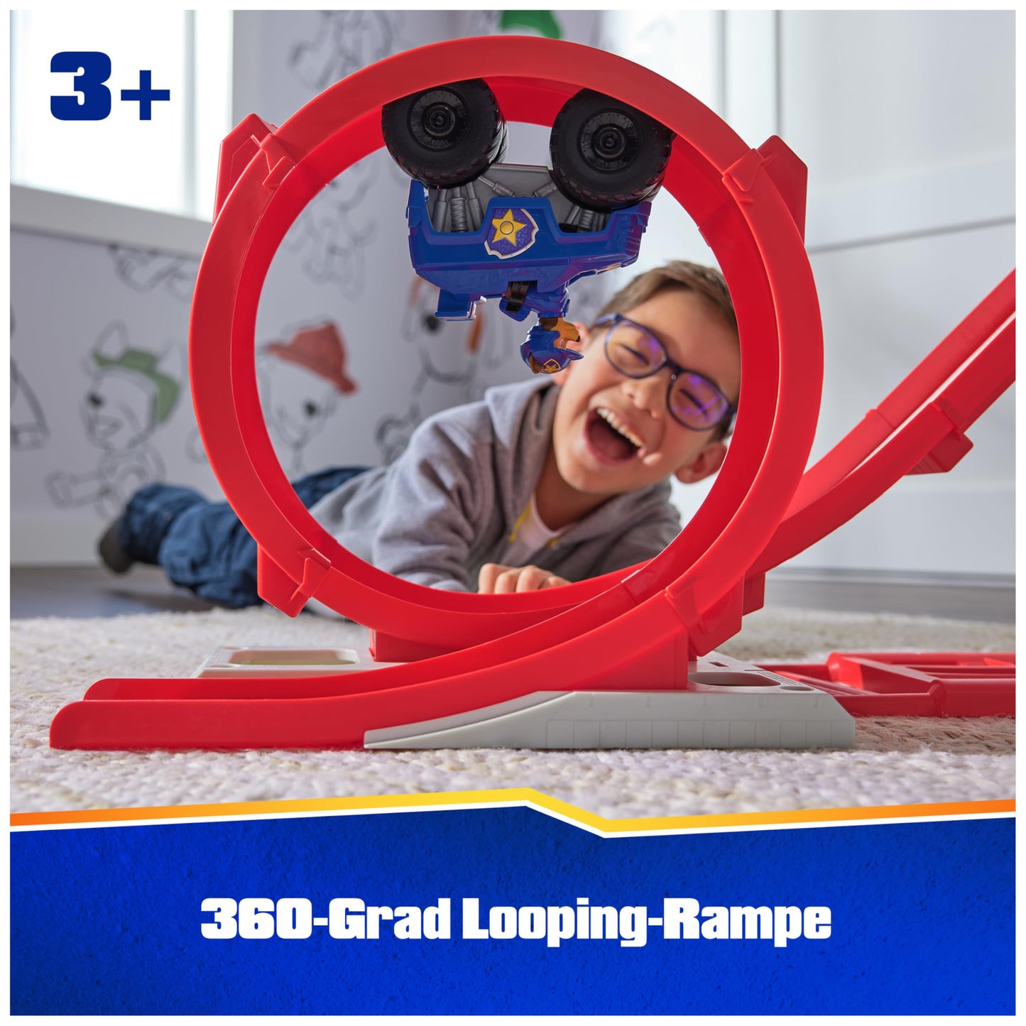 PAW Patrol Rescue Wheels - Superloop Tower, extra large tower with launch ramp and loop, light & sound effects, includes Chase monster truck and figure, toy for kids ages 3+