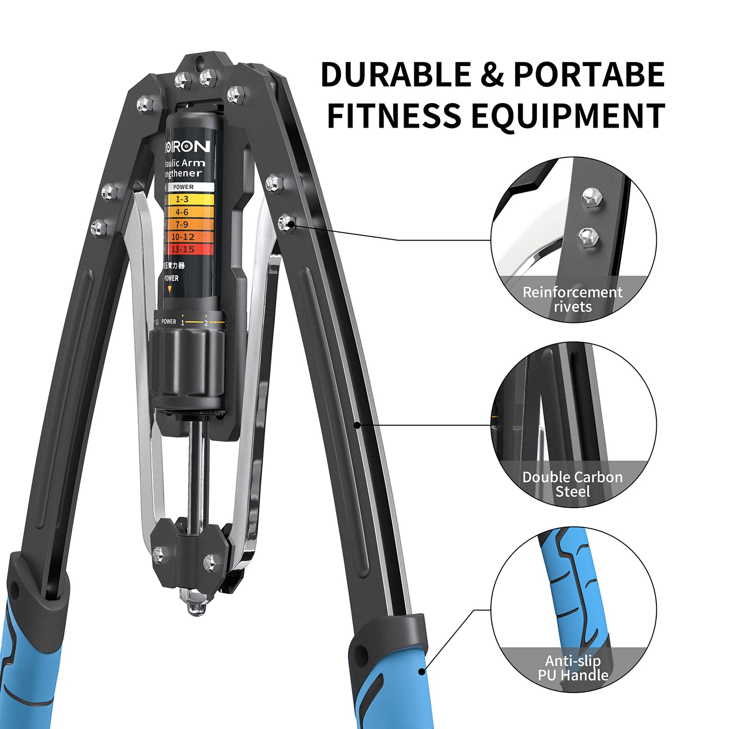 PROIRON Power Twister 10~200kg, Adjustable Hydraulic Arm Exerciser, Forearm Training Chest Exerciser for Arm and Forearm, Biceps and Chest Strength Training