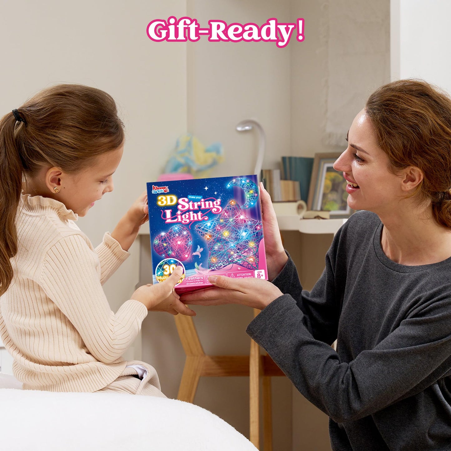 Clever Kits 3D string art set for kids, arts and crafts for kids ages 8-12, DIY lantern craft kit for boys and girls, with 30 colorful LED bulbs, birthday gifts