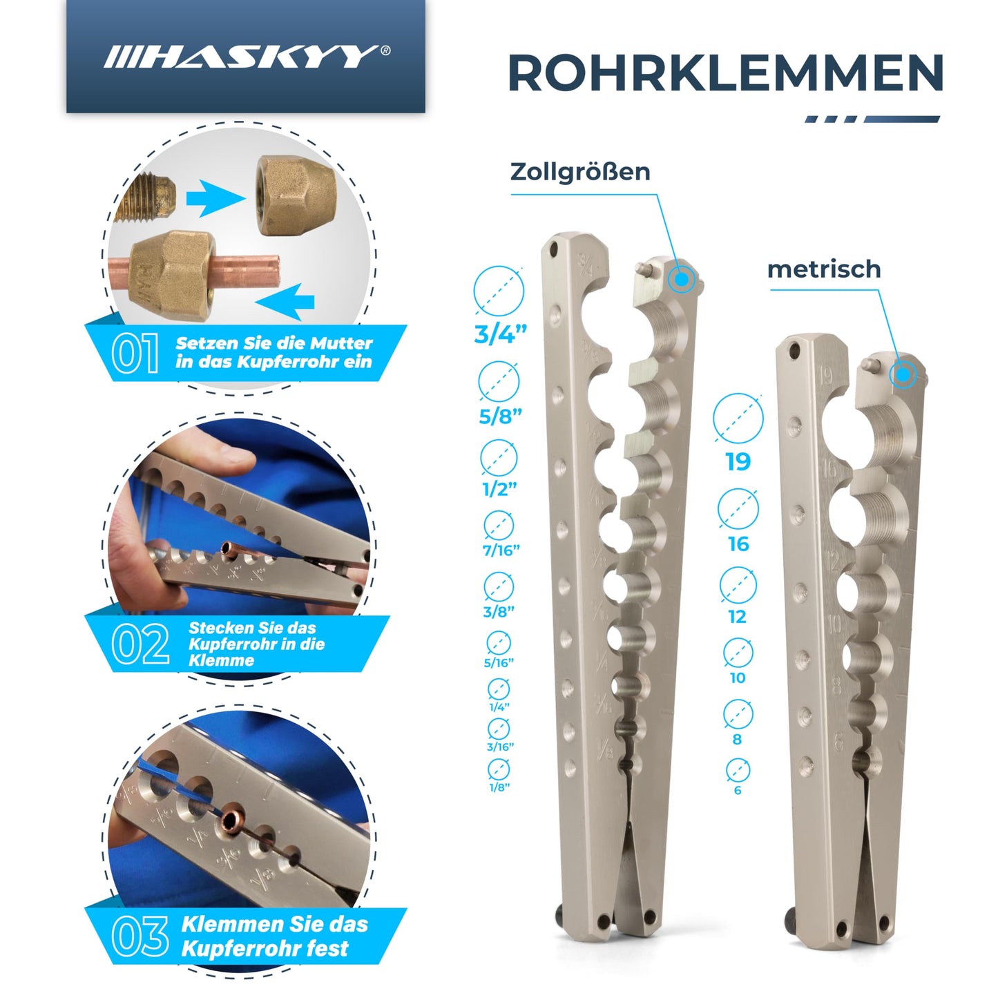 HASKYY Flaring Tool I 5-19MM I 1/8'-3/4' I Flaring Device Swivel Flaring Tool Air Conditioning R407c R410a with Pipe Cutter