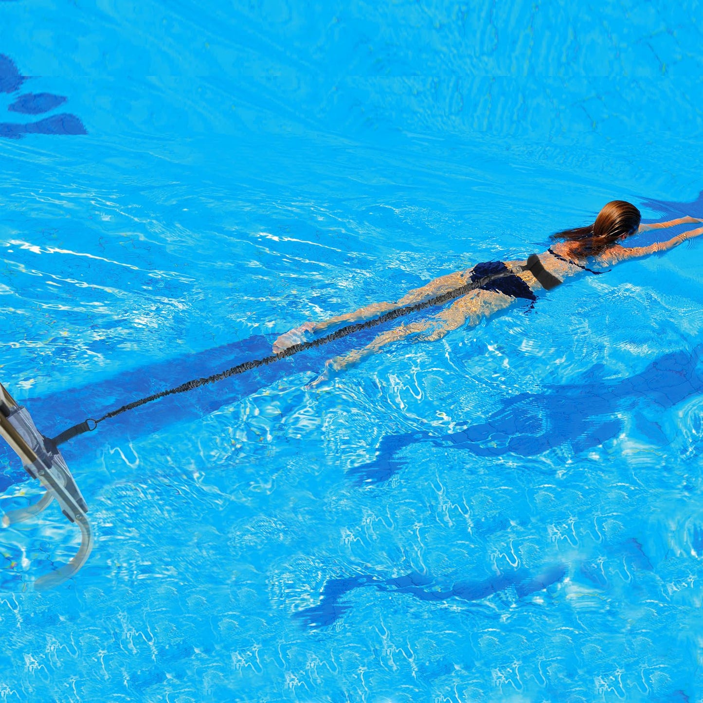 Pool swimming belt for kids and adults, 4-7.5M swim trainer swim cord with adjustable swim resistance belt, increases strength and endurance, perfect alternative to a counter-current system.