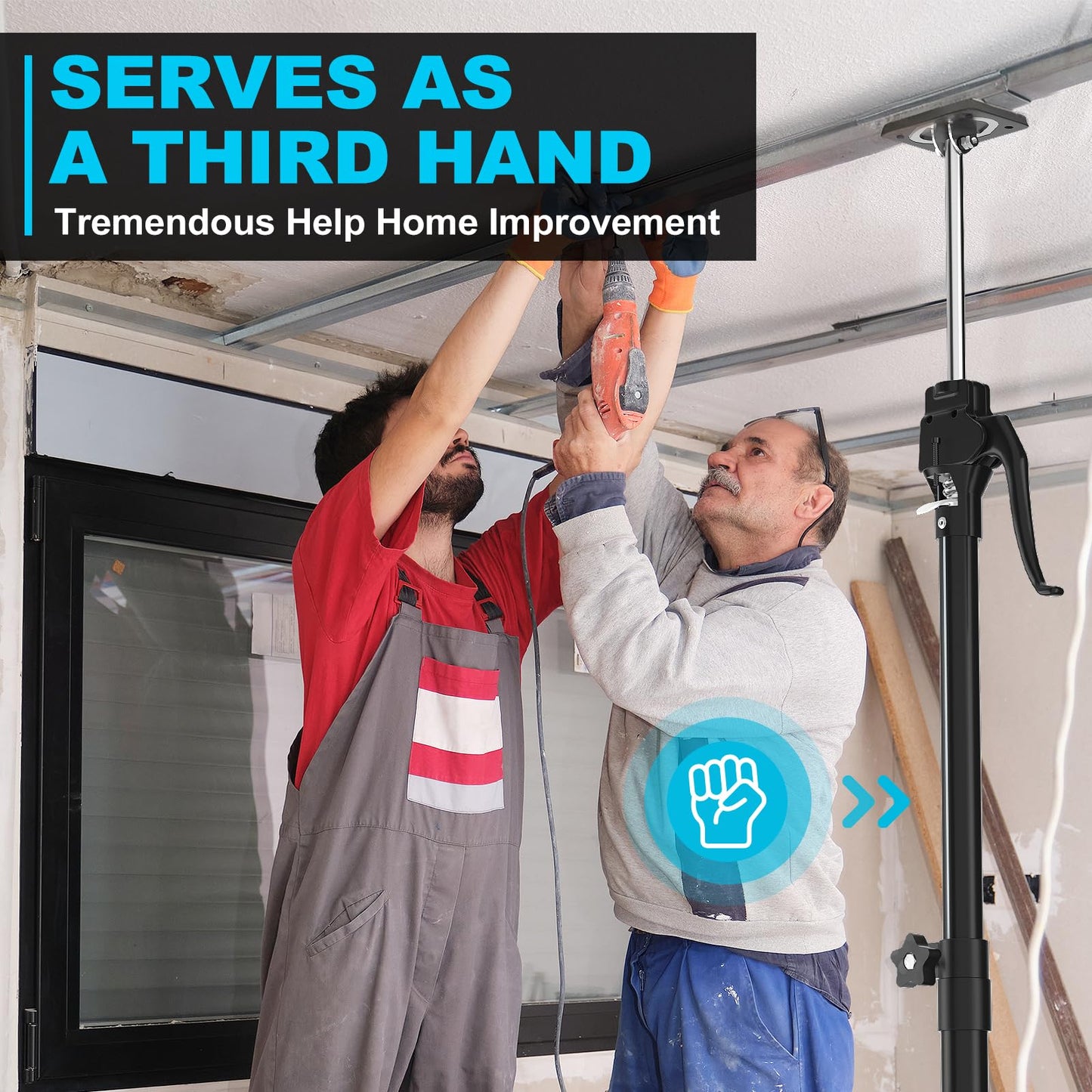 OUTIMATE Ceiling Support & Installation Support Heavy Duty, Cabinet Jack for Installation with 70 kg load capacity, adjustable telescopic pole from 125 cm to 290 cm, 1 piece