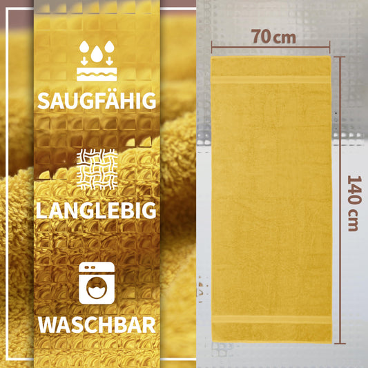 NatureMark 2-pack bath towels Premium quality 70x140cm bath towel double pack Color: Yellow