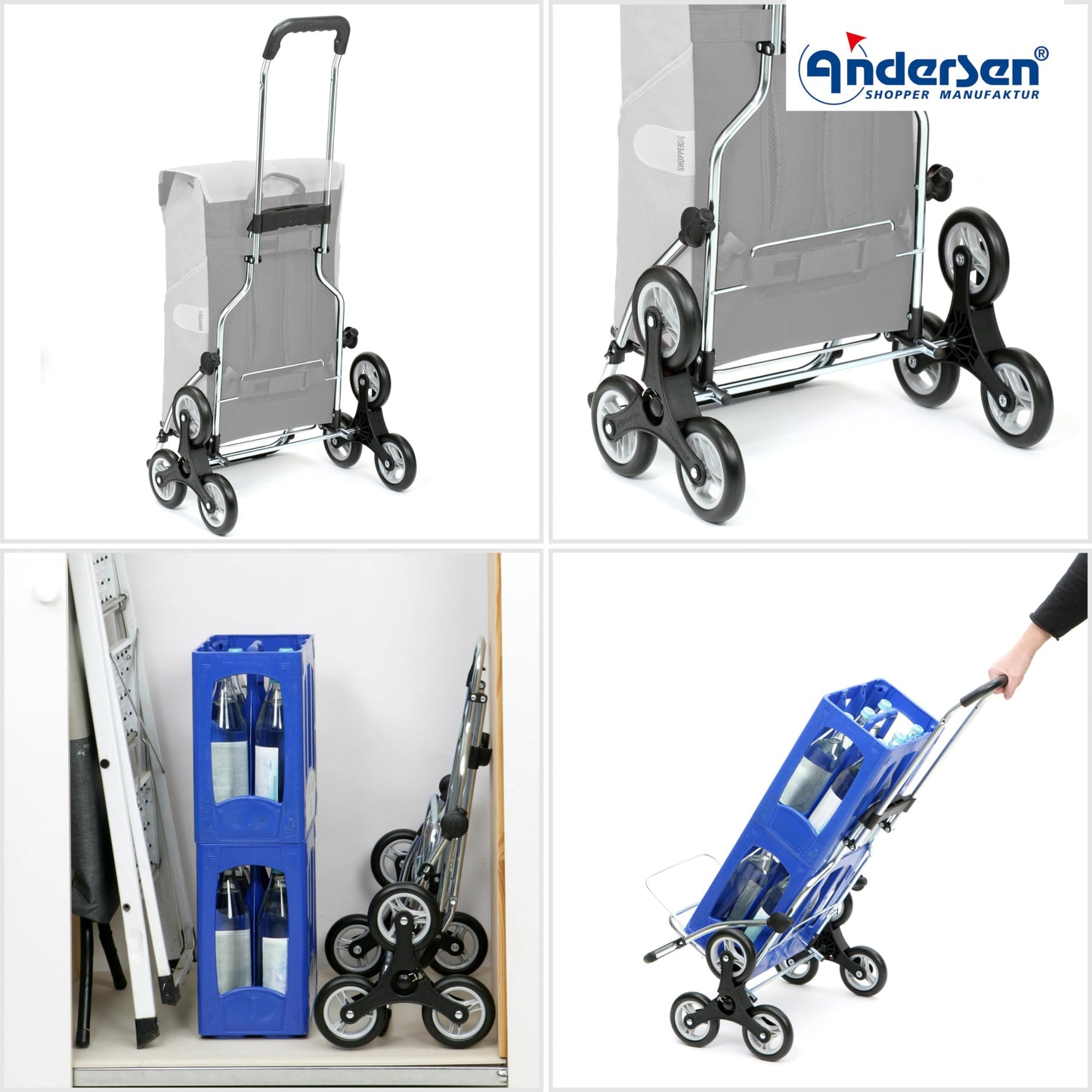 Andersen shopping trolley - foldable - 49 liters - stair climber - load capacity 60 kg - steel frame - trolley - wheel Ø 3 x 13 cm - Royal Shopper Steel Holly black