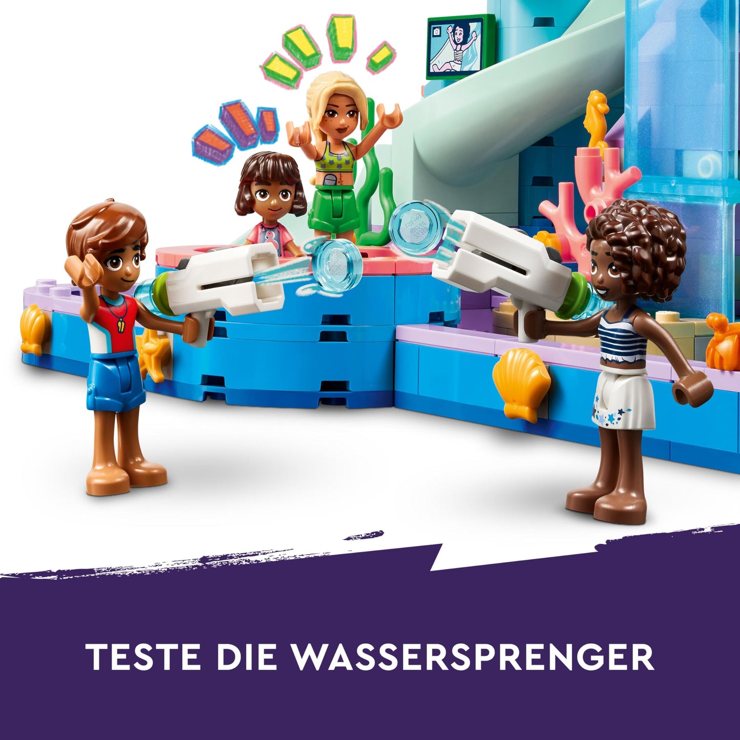 LEGO Friends Heartlake City Water Park - Kids toy with 4 minifigures - Set with 3 water slides and lots of fun summer accessories - Gift for girls and boys 8+ years - 42630