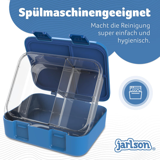 Jarlson® Kids Bento Lunch Box with Compartments MILI | BPA-Free | Leakproof | Snack Box | Lunch Box for Kindergarten and School | 1000 ml - Lightweight (Robot Blue)