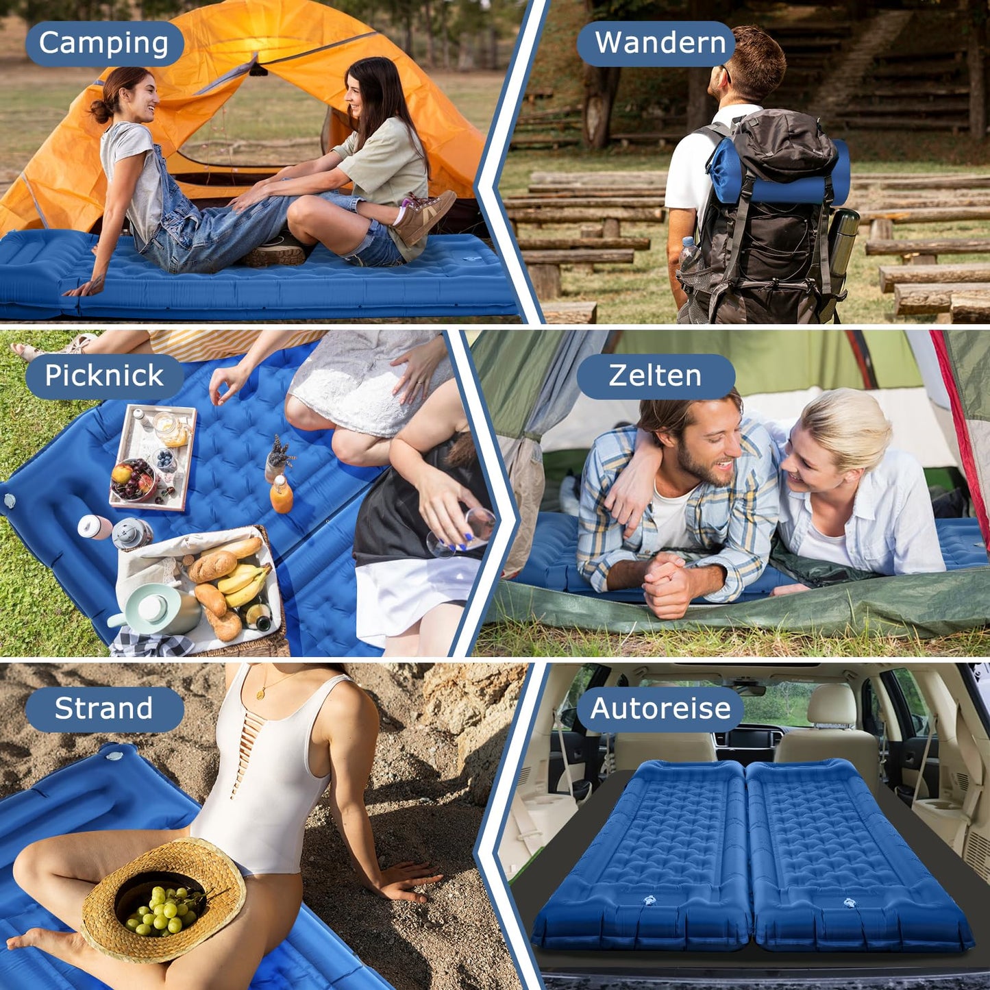 Haksimey Self-Inflating Camping Air Mattress, 12cm Thick Inflatable Camping Mat, 72 * 200cm Air Mattress with Pillow and Foot Pump, Sleeping Pad for Hiking, Beach, Outdoor, and Tent.