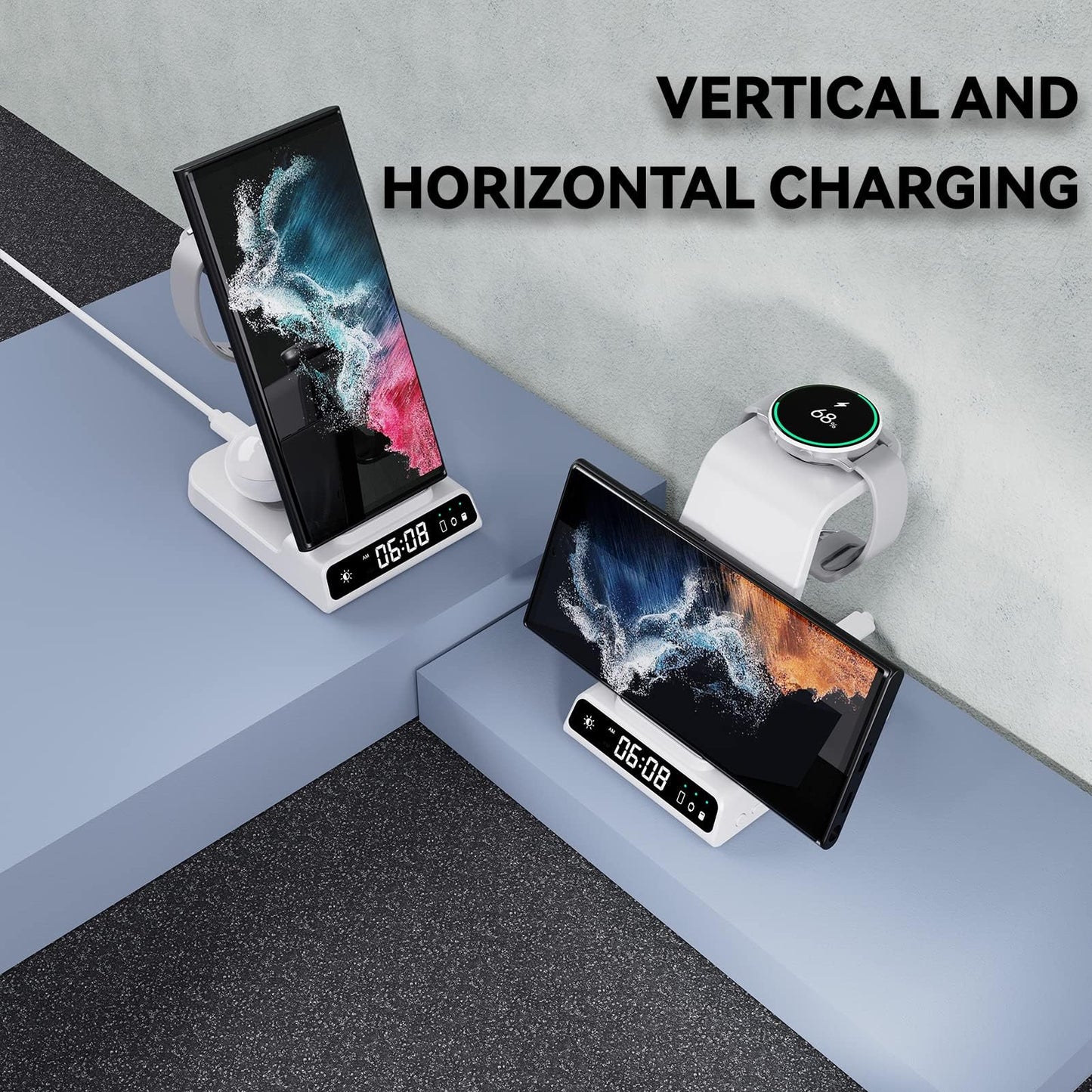 Inductive charging station for Samsung S24 Ultra, leQuiven 3 in 1 Wireless Charging Station for Z Fold 6/Z Flip 6/Galaxy 24/S23 Ultra/S22, Watch Charger for Samsung Galaxy Watch 7/Ultra/6/6 Classic/Buds 3