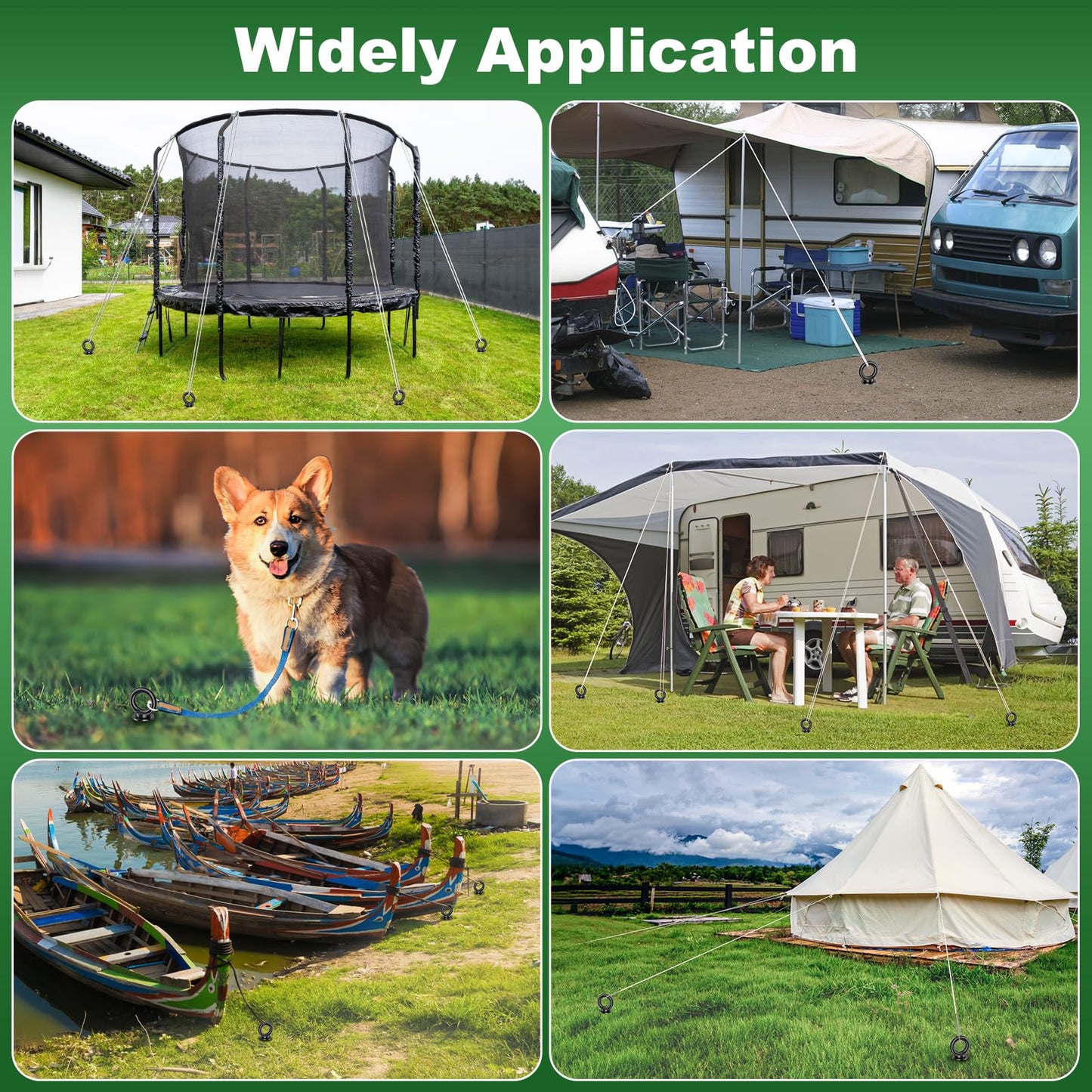 Ewilibe ground anchor 45.7cm made of steel for securing tents, swing sets, canopies, camping gear, trampolines, etc. Resistant to strong winds and rust.