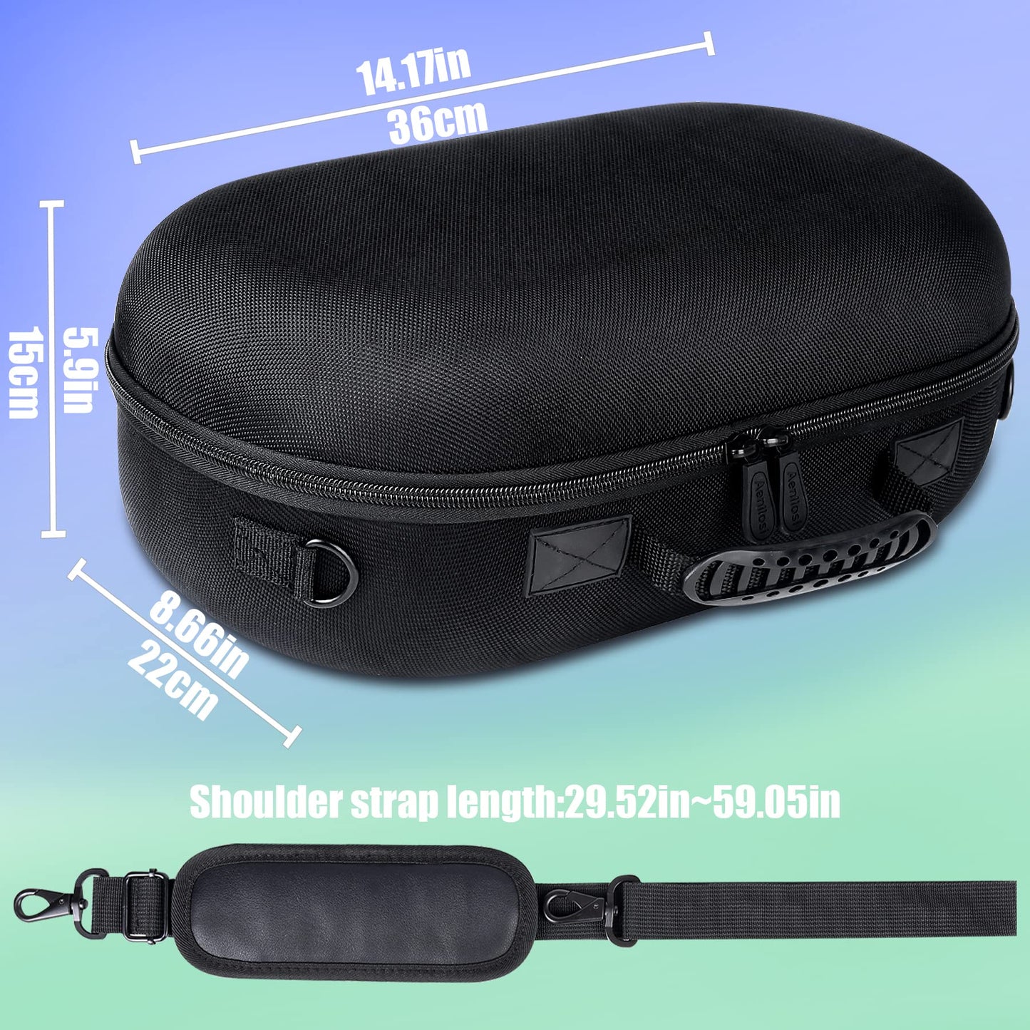 Aenllosi hard shell case for Meta Quest Pro/Meta Quest 3 All-In-One VR Headset, case only (black+blue)
