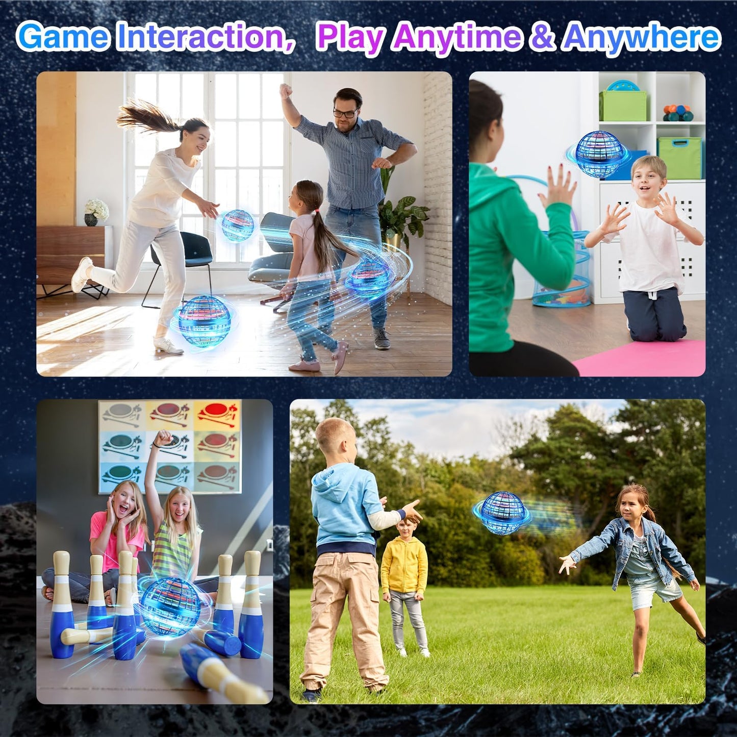 ANOEPUY Flying Ball, Flying Orbi Ball for Kids, Magical Hover Ball with RGB Light, Flying Toy for Boys Girls Gifts 6-12 Years Old (Blue)