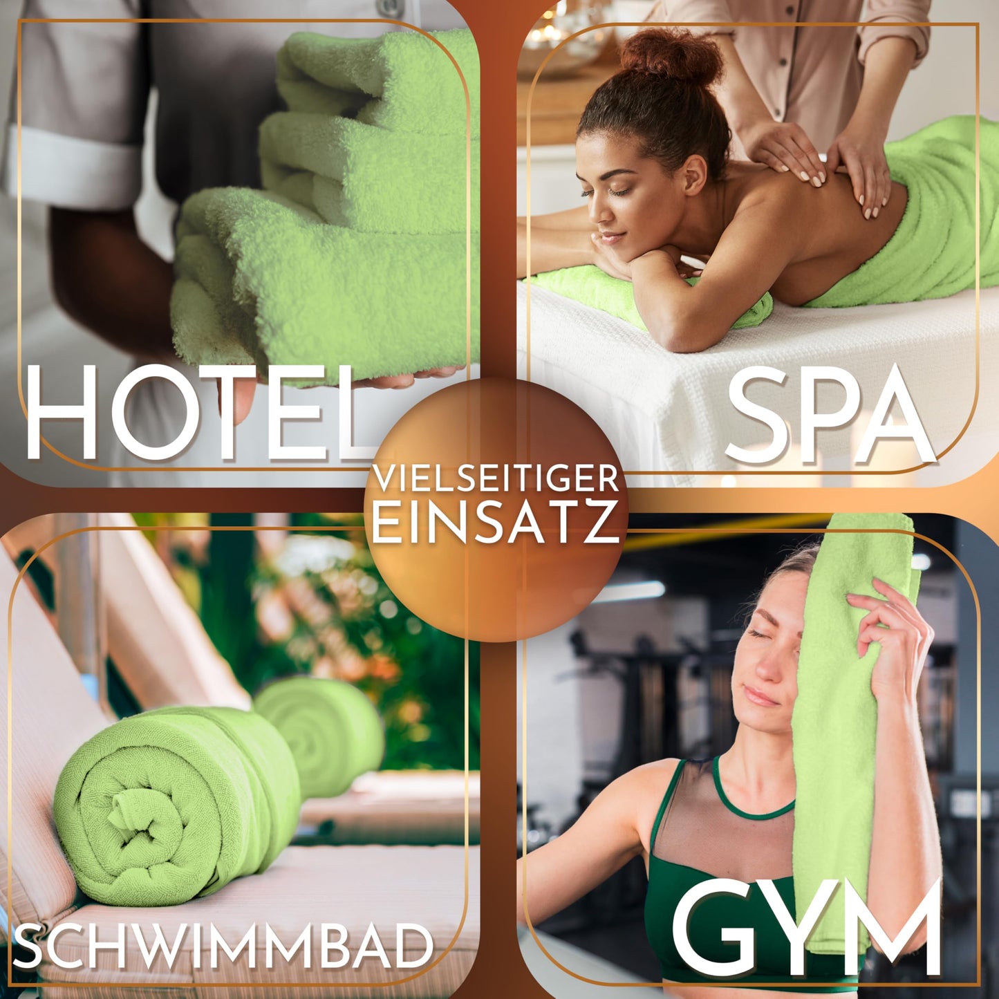 NatureMark Sauna Towel/Bath Towel - Premium Quality 80x200cm - Sauna towel 100% cotton - Color: Apple Green