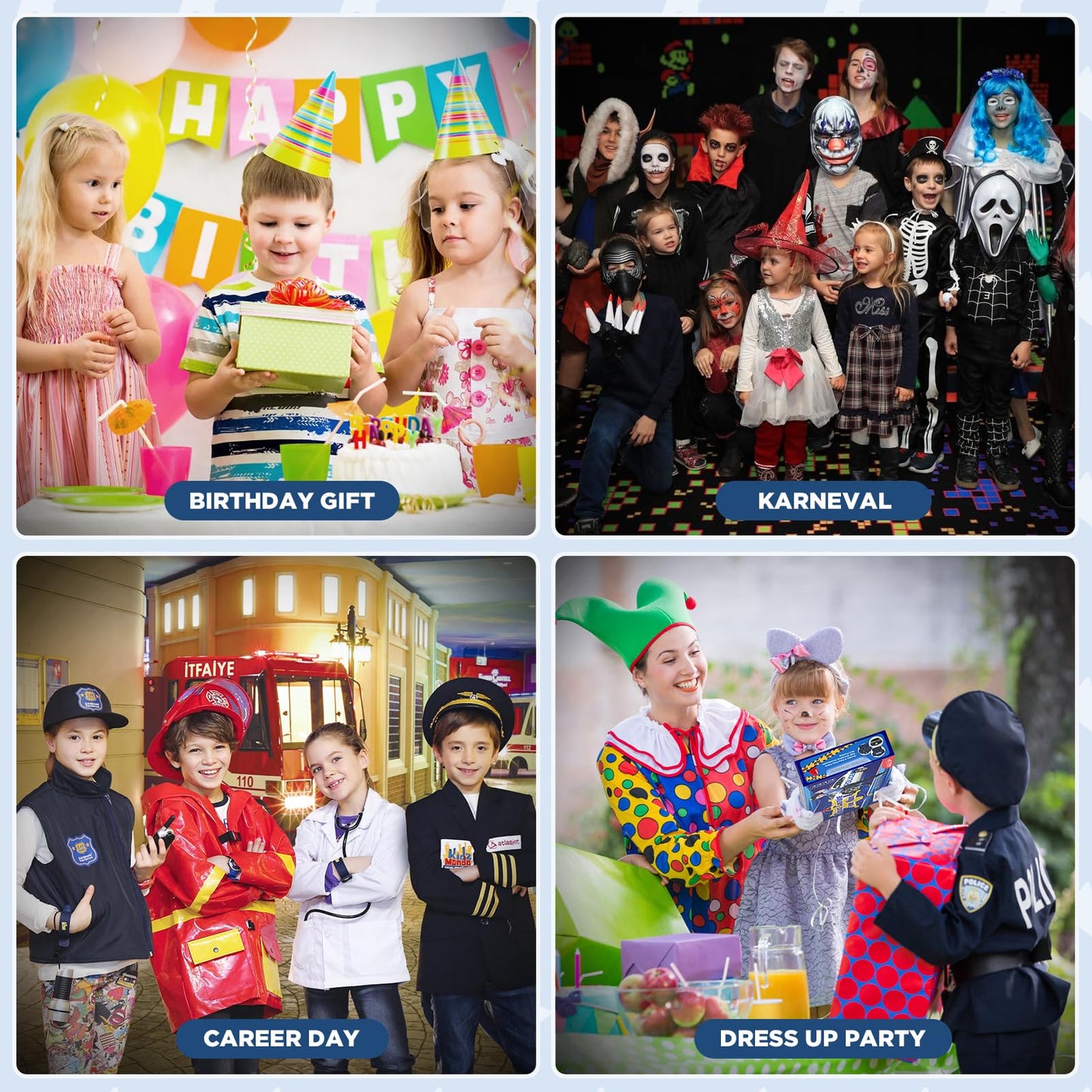 INNOCHEER Police Costume for Kids, Police Costume for Boys, Police Toy for Kids Boys Halloween Carnival (Police Costume for Kids, Medium-(5-7 Year))