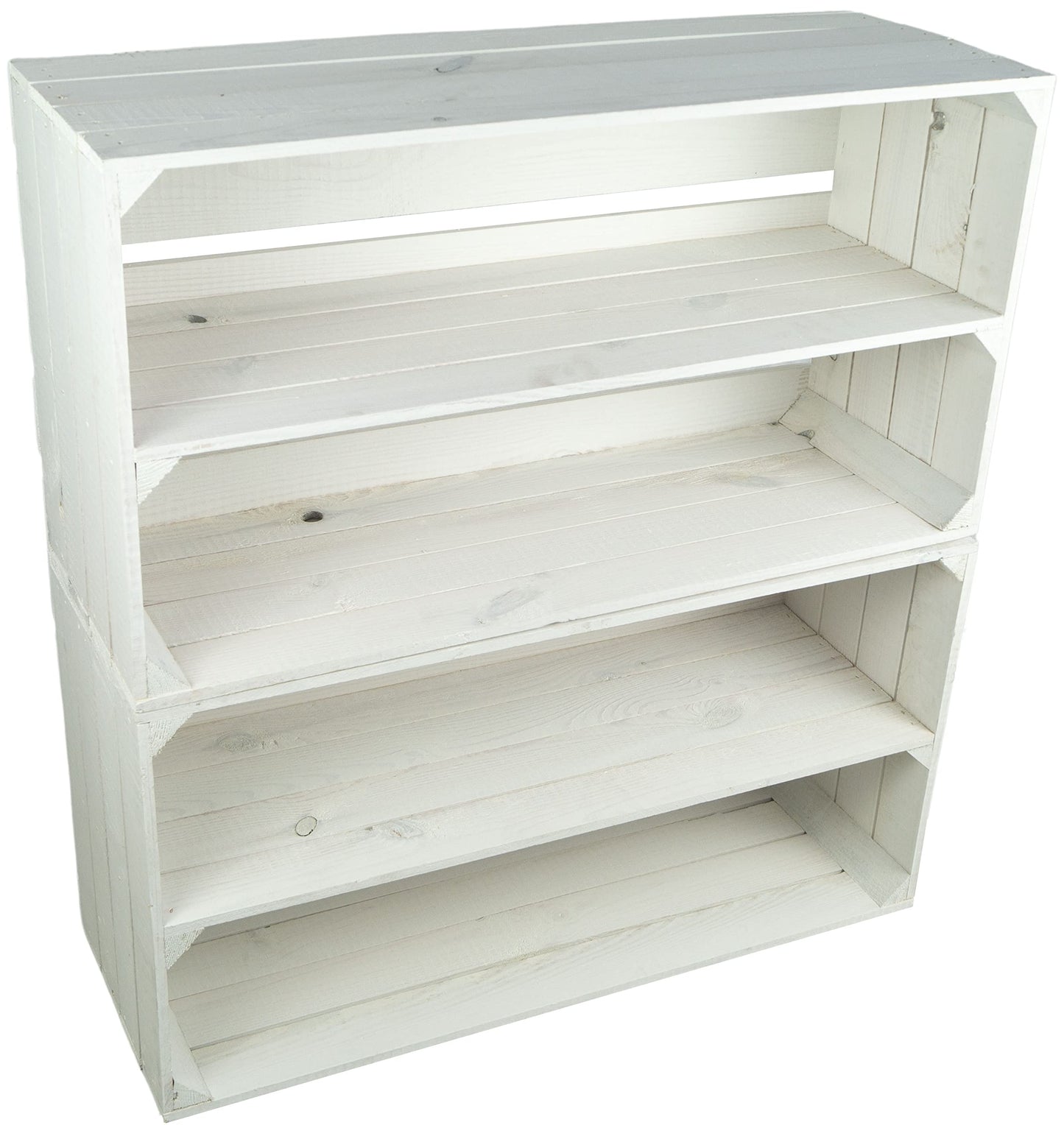 Crate set Altes Land 2 large fruit crates Tosca white/natural/flamed with long insert shelf/divider approx 75x40x26cm/ shelving apple crate/wine crate storage shelf storage crate (White)