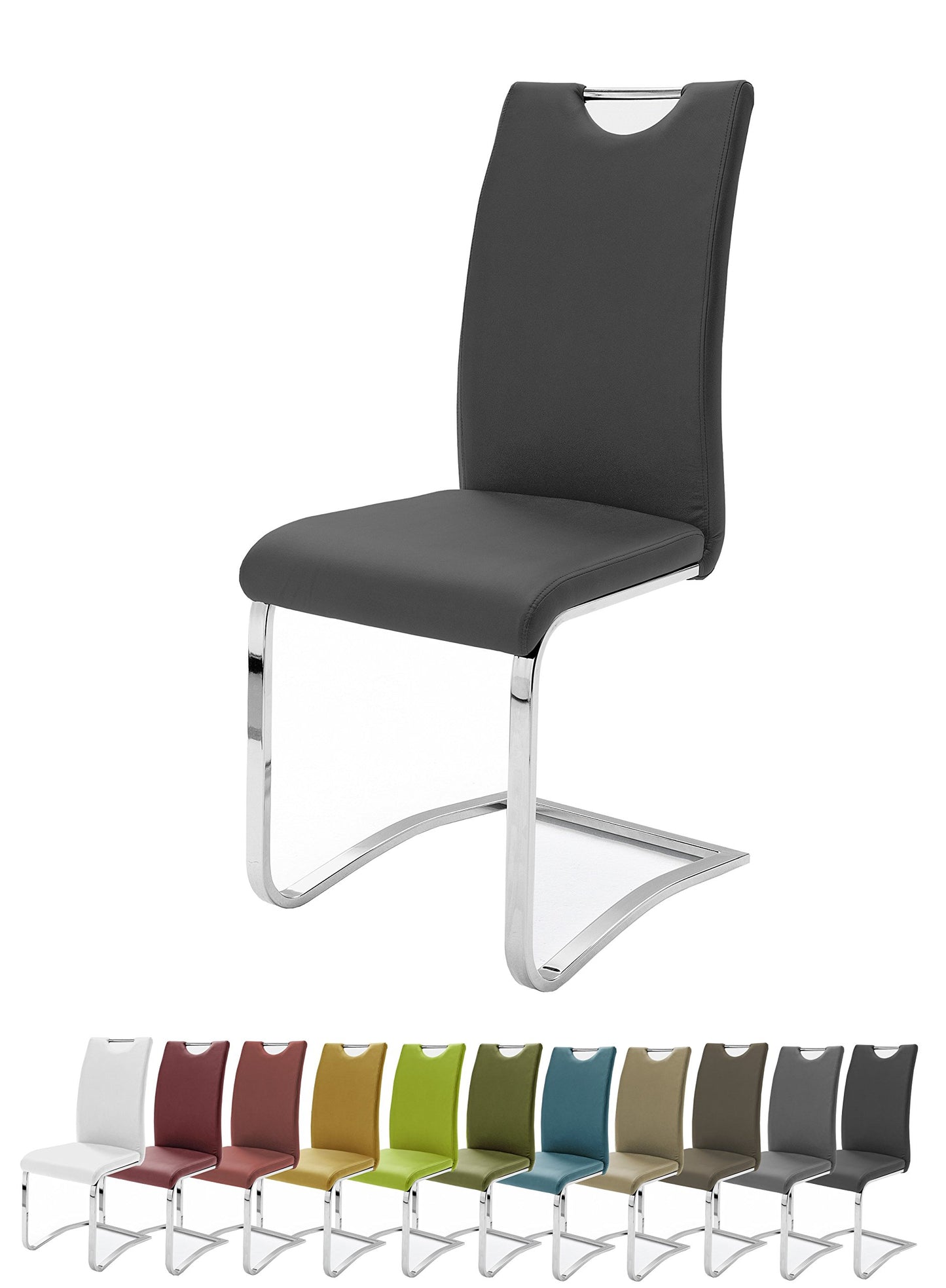 Robas Lund, chair, dining chair, swing chair Cologne, set of 2, black, 57 x 43 x 100 cm.