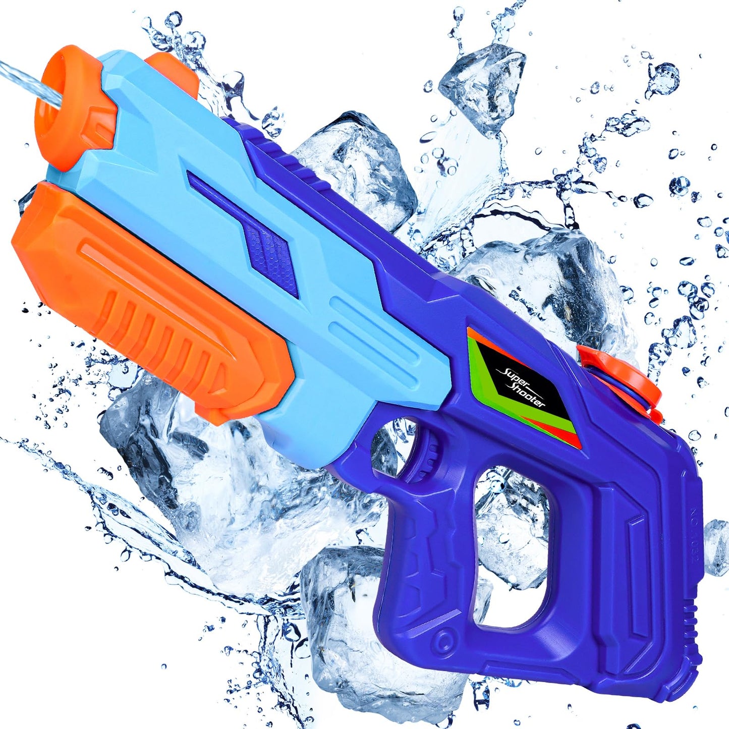 Water gun 900 ml tank large water gun, shooting range 8-10 meters water toy, water gun for outdoor kids pool, garden outdoor for kids and adults, blue