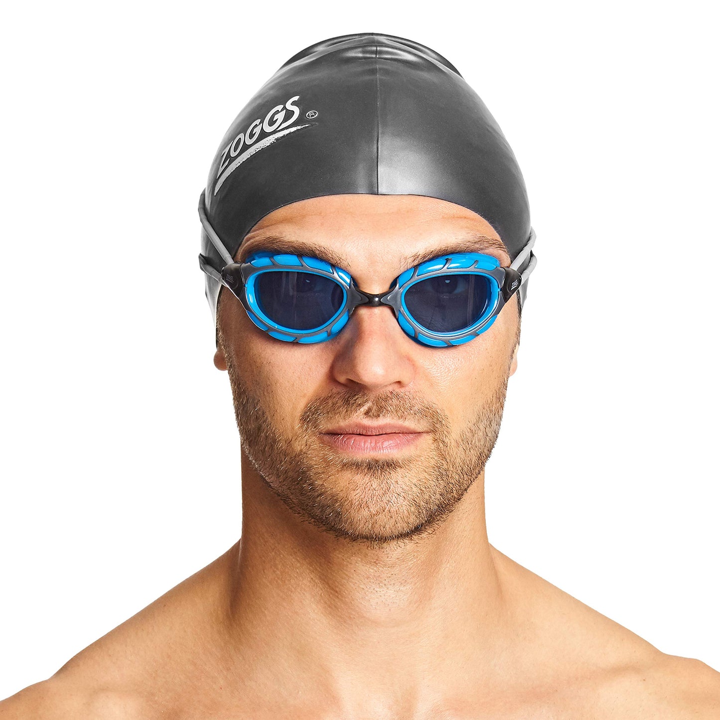 Zoggs Predator Swim Goggles Adult, Men and Women - UV Protection, Anti-Fog, Comfortable Fit & Easy Adjustable Straps Smoke Lens, Blue/Black, Regular