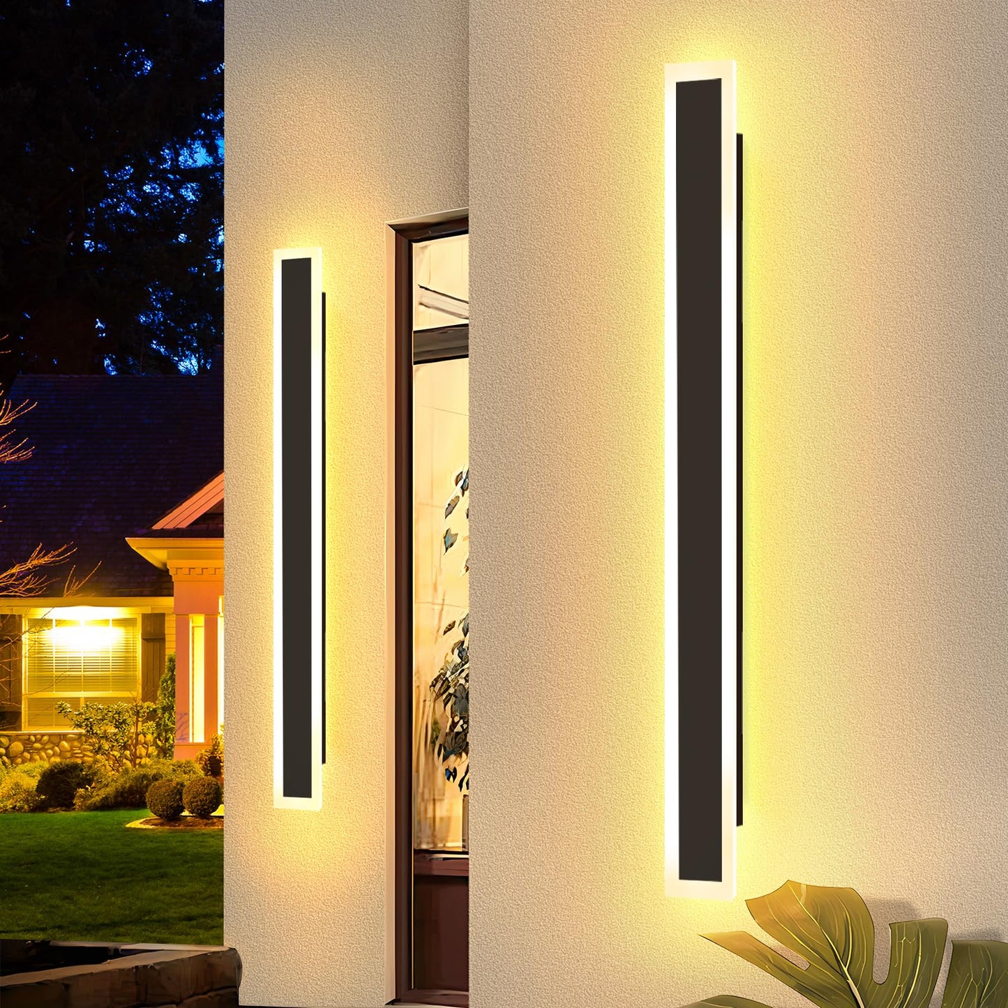 ZMH LED outdoor wall light: 100cm black exterior wall lamp long villa outdoor lamp IP65 waterproof modern outdoor light 21W wall lighting for garden staircase terrace